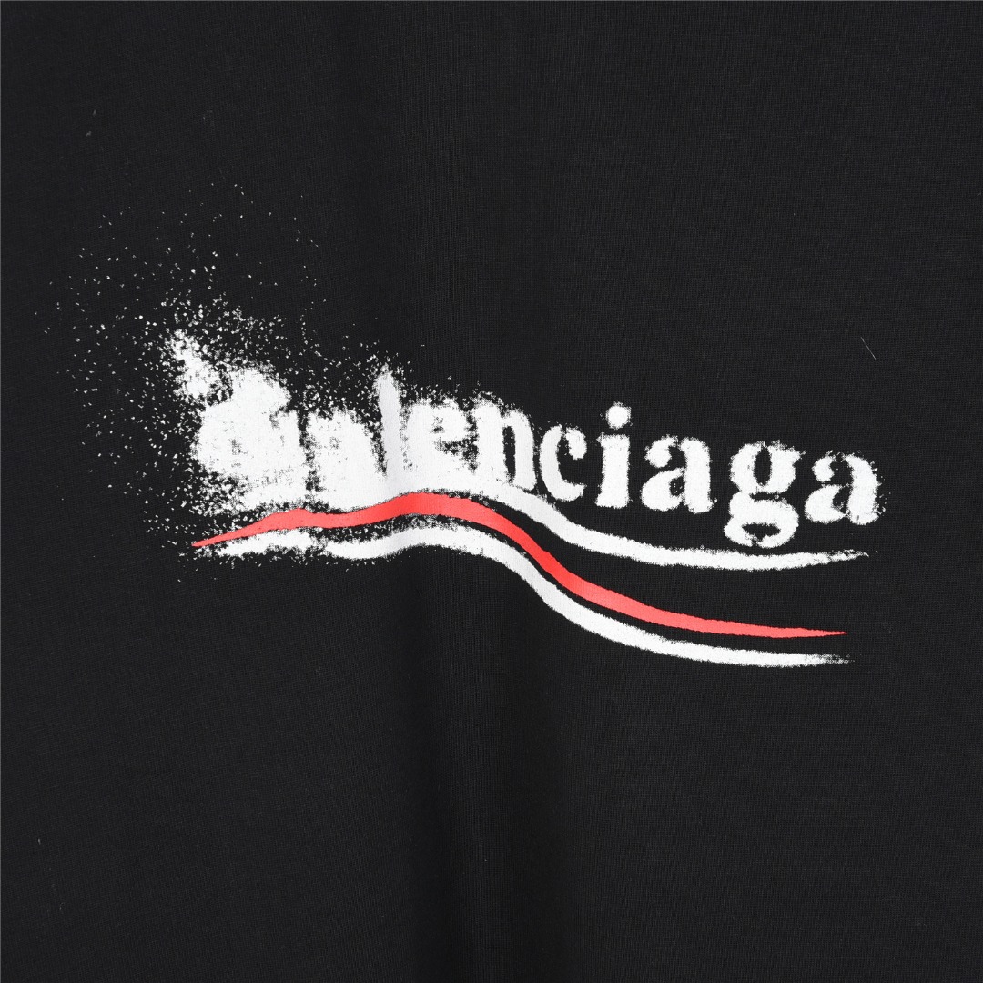 Balenciaga/巴黎世家 模糊可乐喷墨印花短袖T恤
