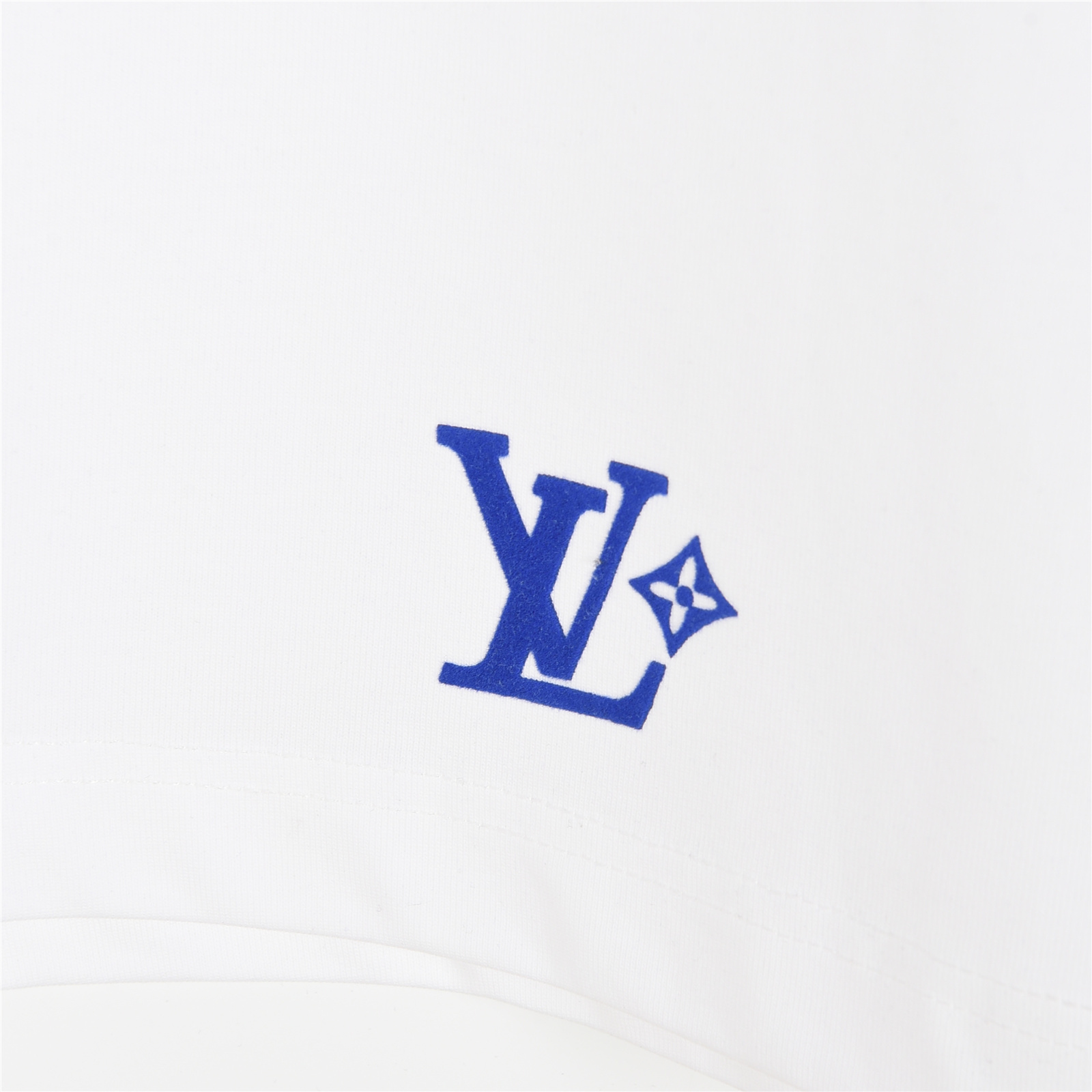 Louis Vuitton/路易威登 25ss 蓝色植绒标语印花短袖T恤