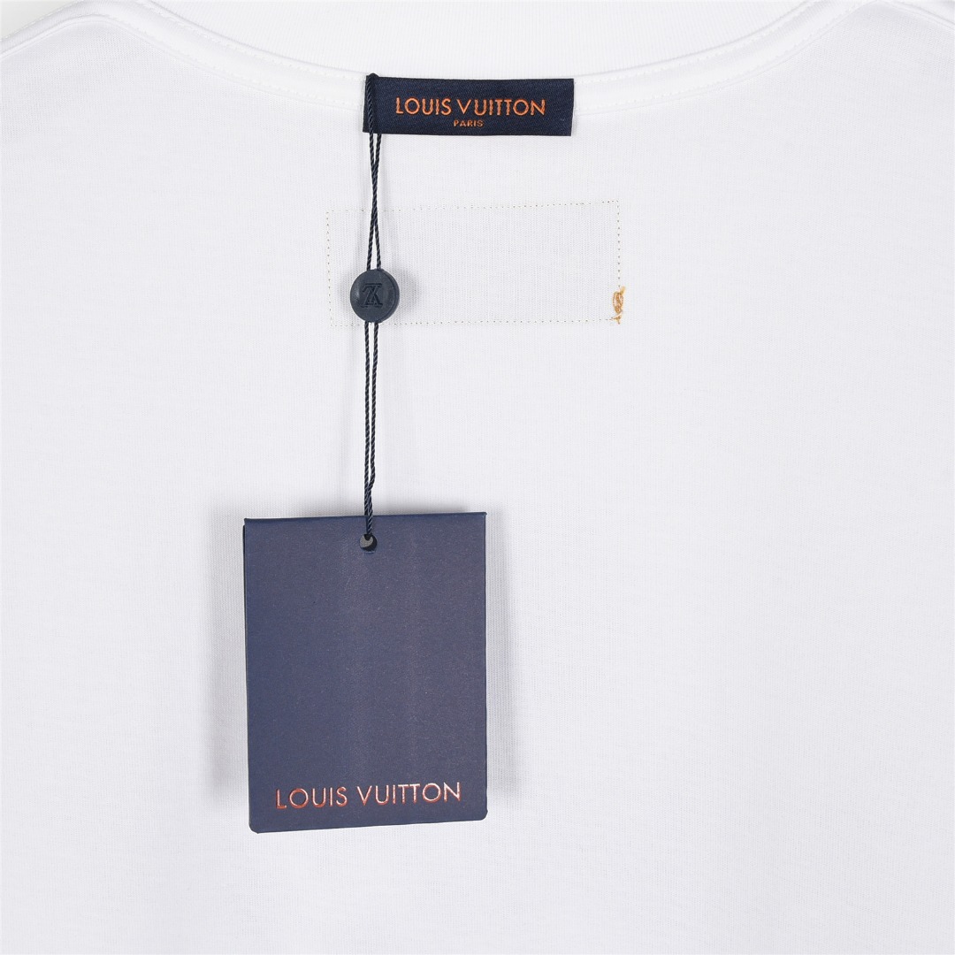 Louis Vuitton/路易威登 25ss 蓝色植绒标语印花短袖T恤