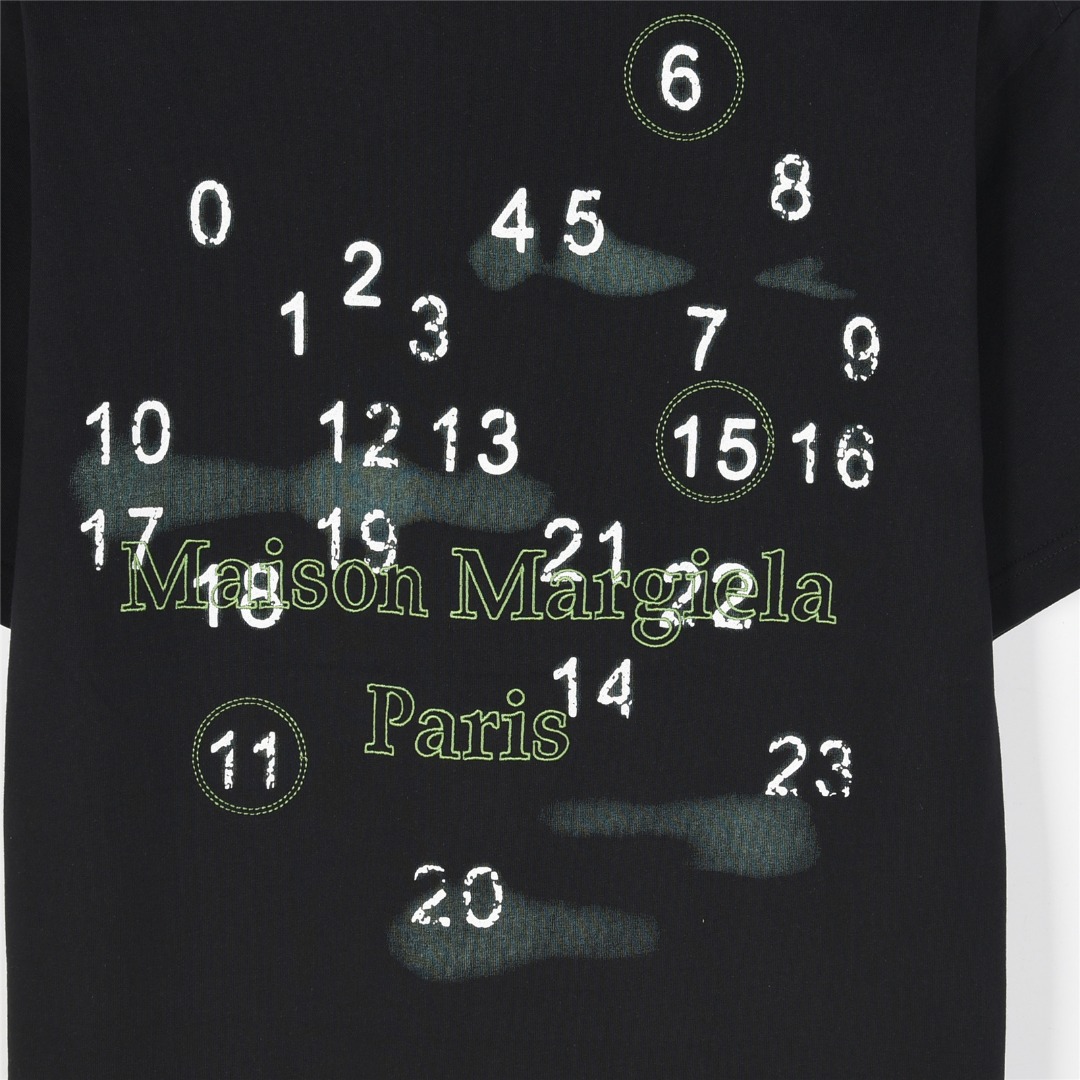 MaisonMargiela/马吉拉 数字logo刺绣及3D泼墨短袖T恤