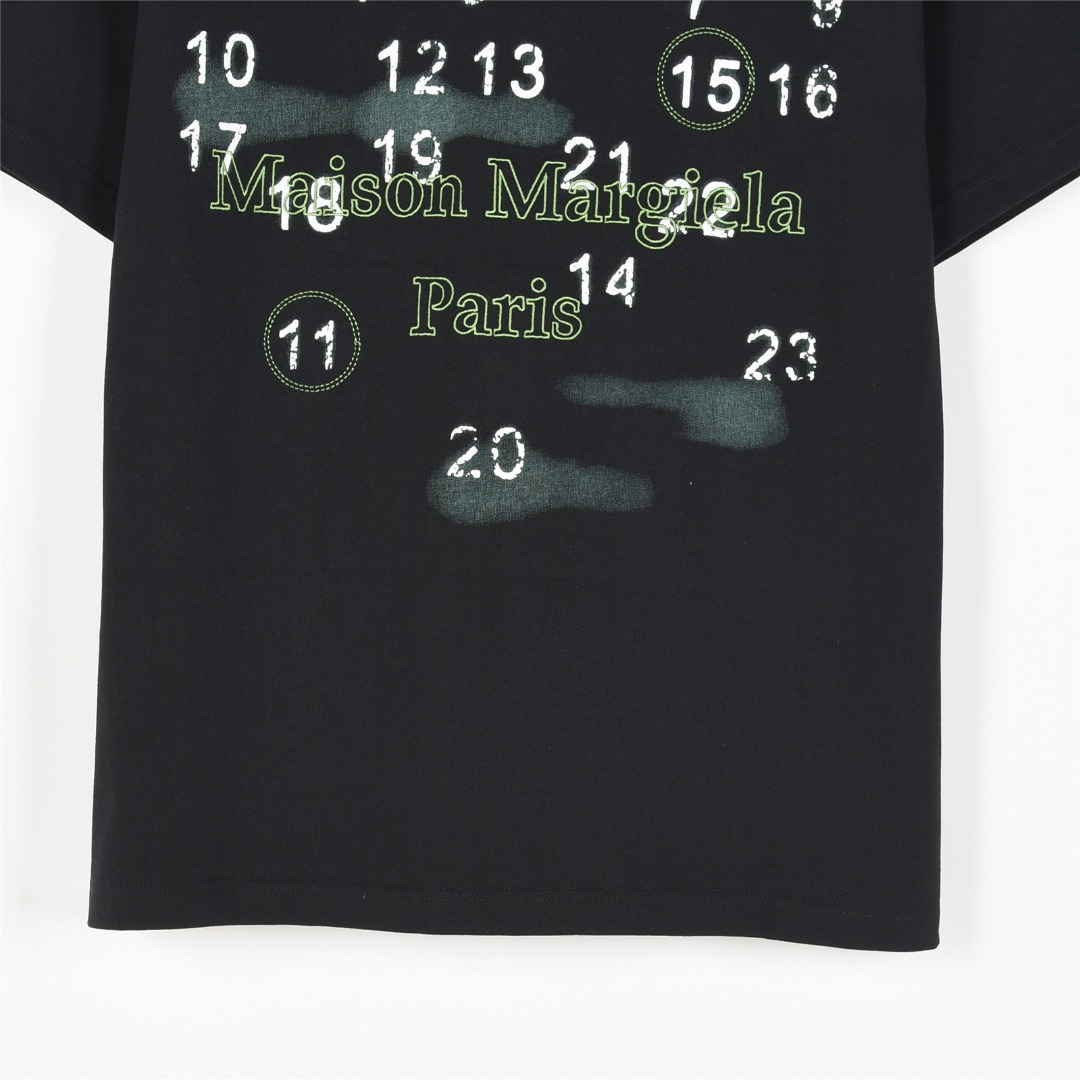MaisonMargiela/马吉拉 数字logo刺绣及3D泼墨短袖T恤