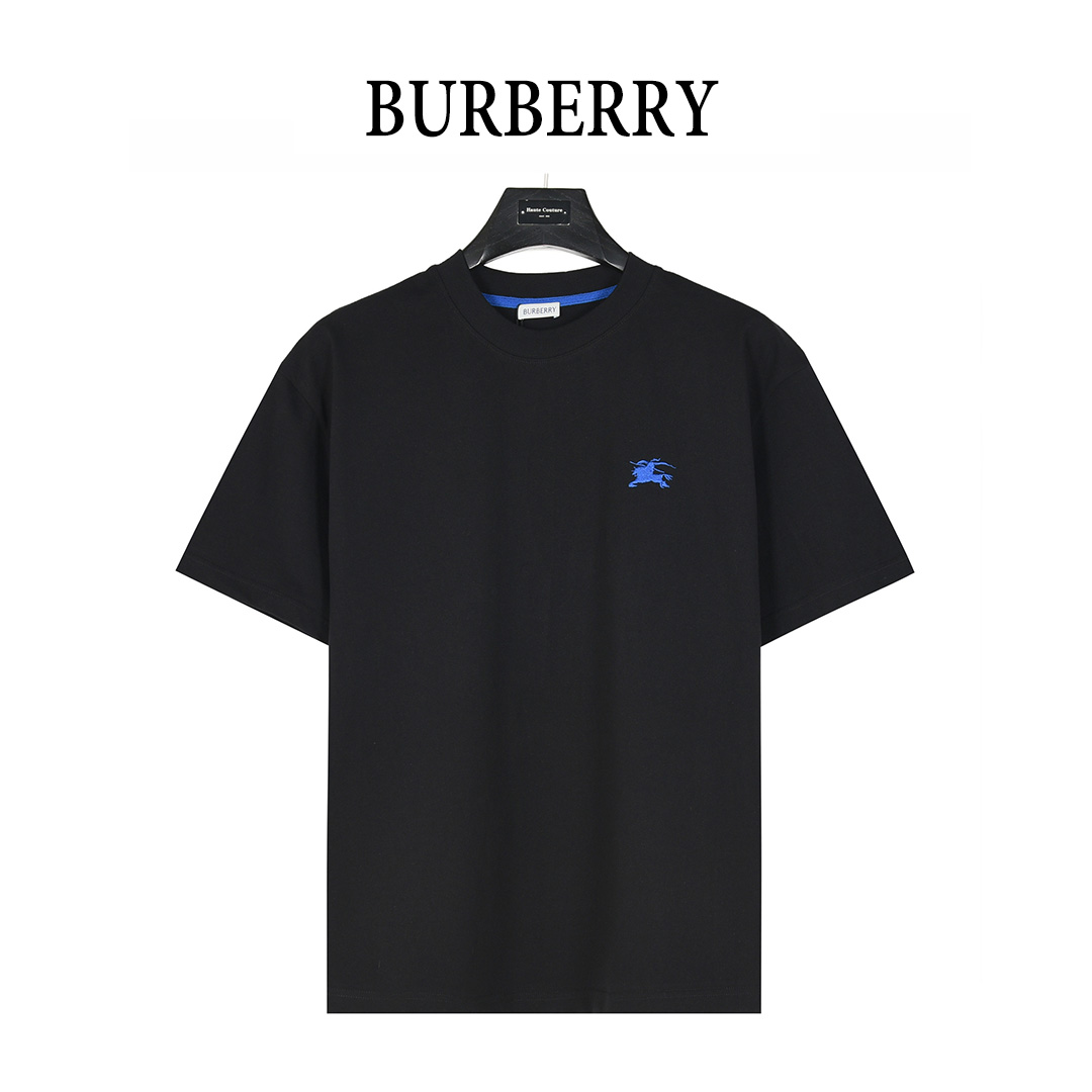 Burberry/巴宝莉 蓝色战马刺绣小标短袖T恤