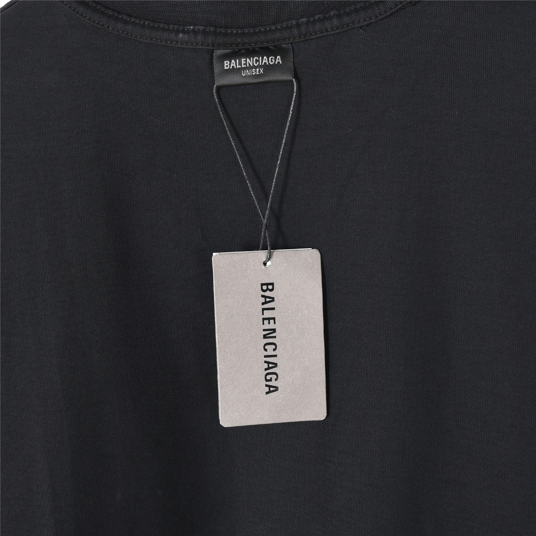 Balenciaga/巴黎世家 东京铁塔数码直喷破洞短袖T恤