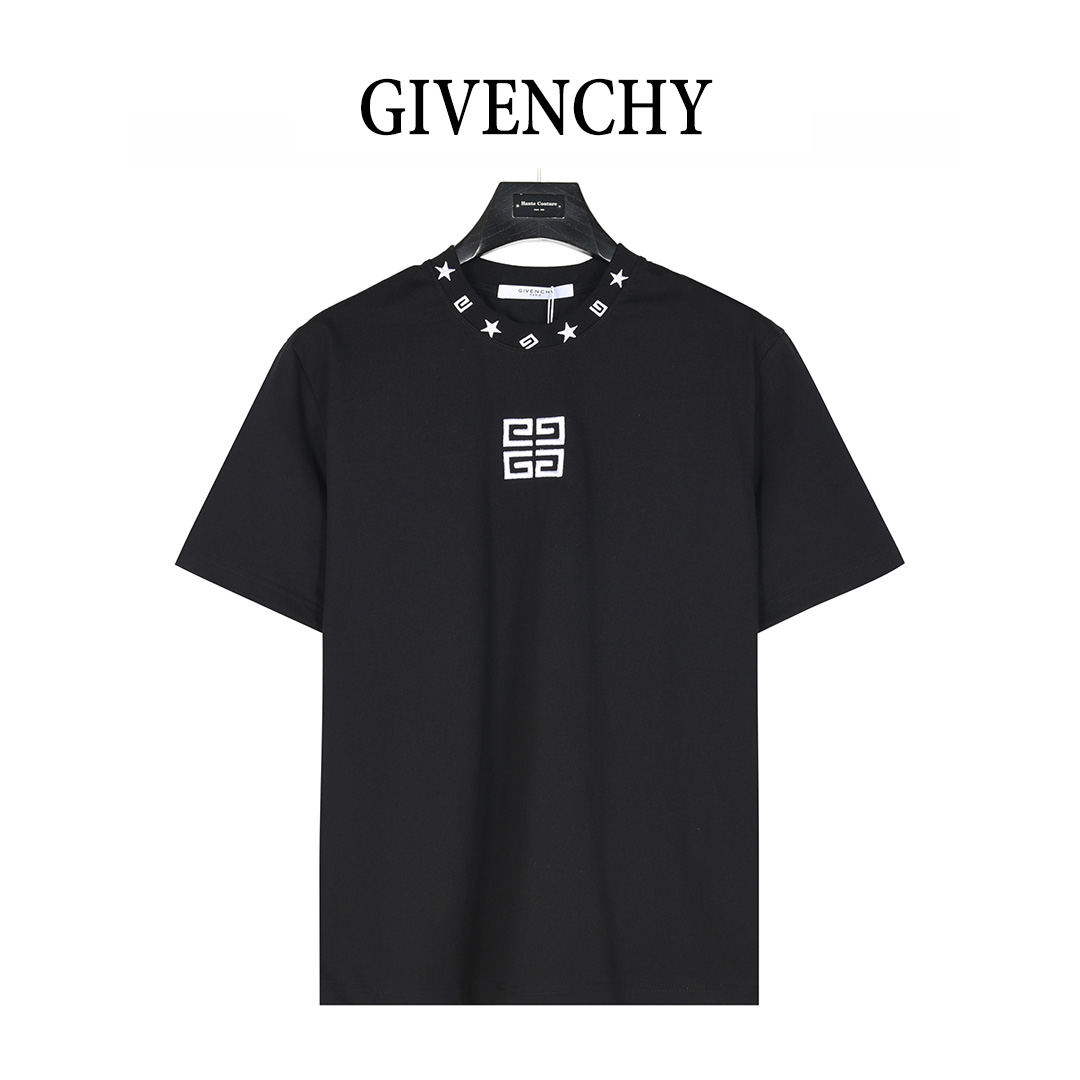 GIVENCHY/纪梵希 25ss 领口五角星宫格刺绣短袖T恤