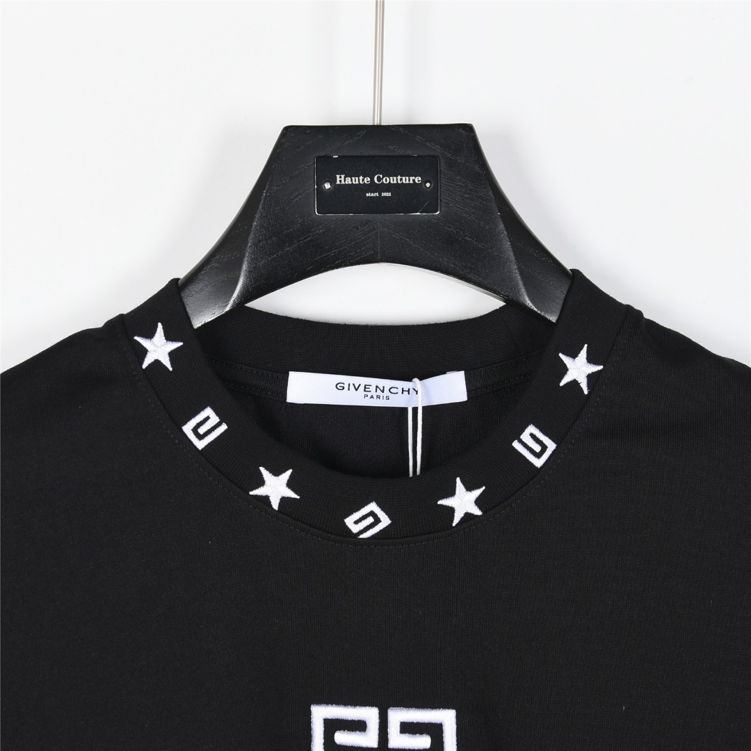 GIVENCHY/纪梵希 25ss 领口五角星宫格刺绣短袖T恤