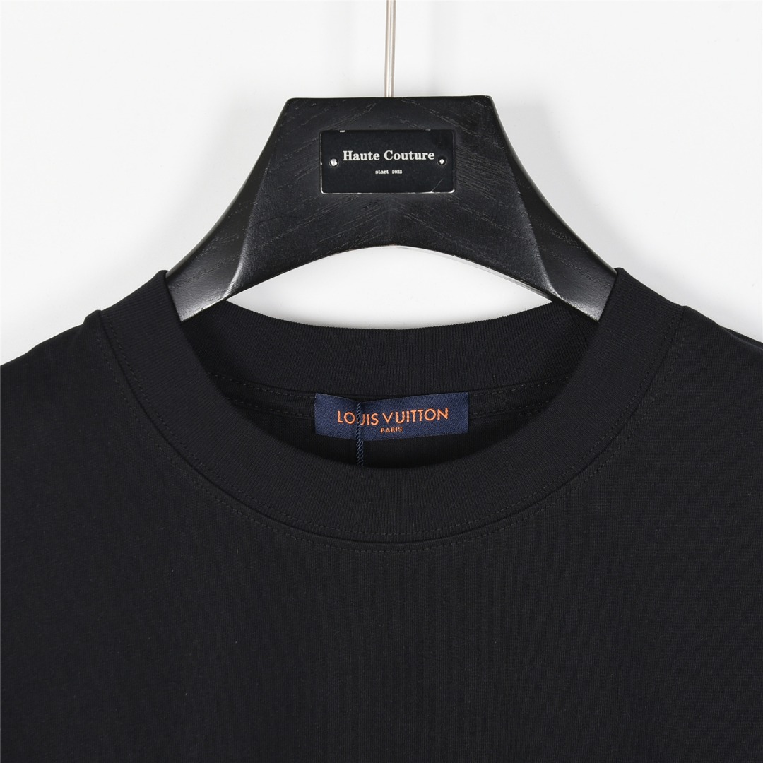 Louis Vuitton/路易威登 25ss 简约logo刺绣短袖T恤 黑色 白色