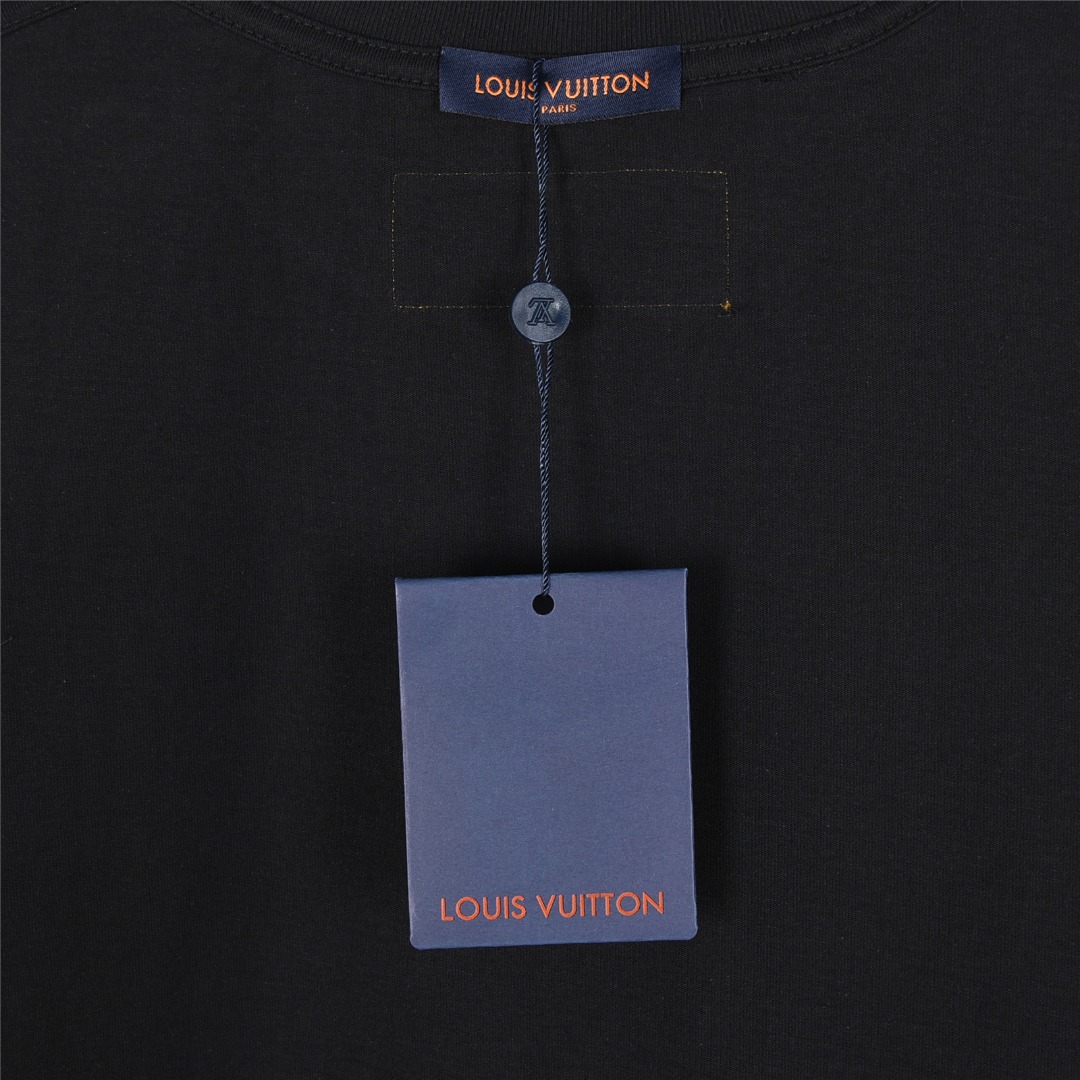 Louis Vuitton/路易威登 25ss 简约logo刺绣短袖T恤 黑色 白色