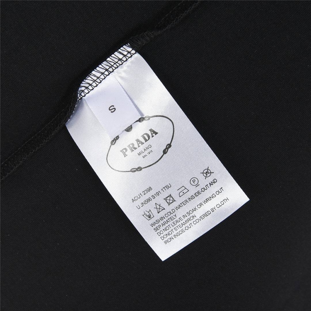 Prada/普拉达 25ss 红色logo饰条刺绣短袖T恤