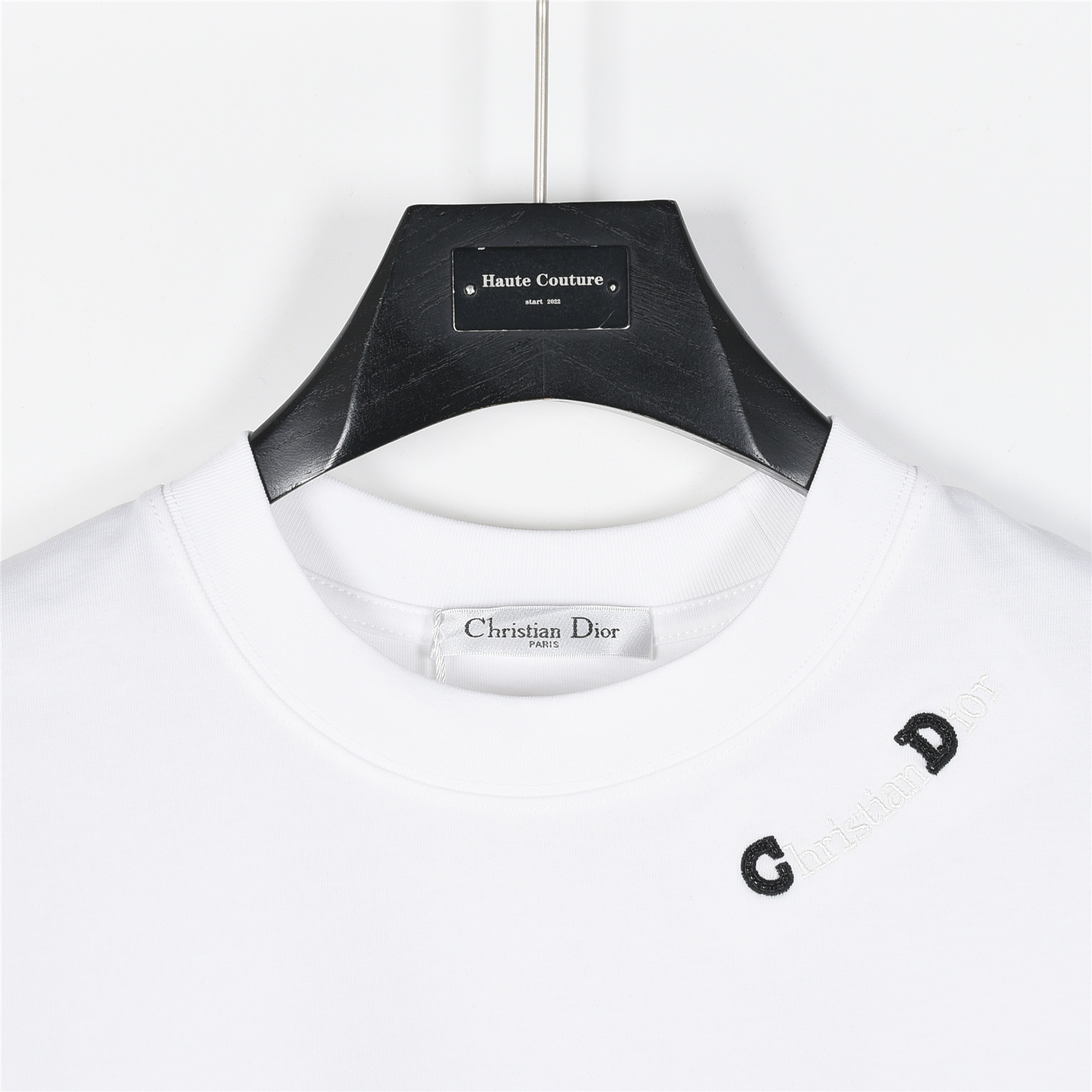 Dior/迪奥 25ss 领口CD串珠logo蜜蜂刺绣短袖T恤黑色 白色