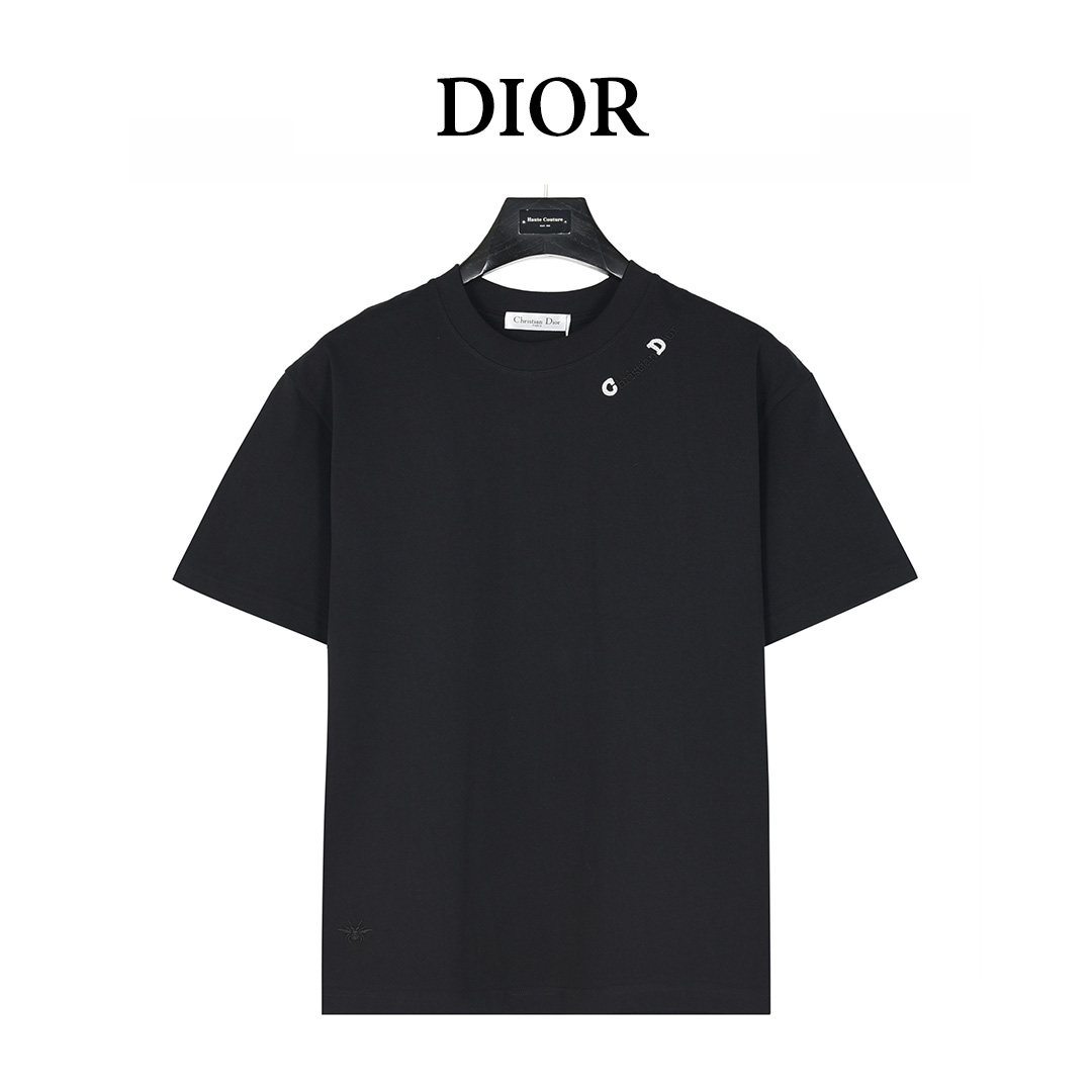 Dior/迪奥 25ss 领口CD串珠logo蜜蜂刺绣短袖T恤