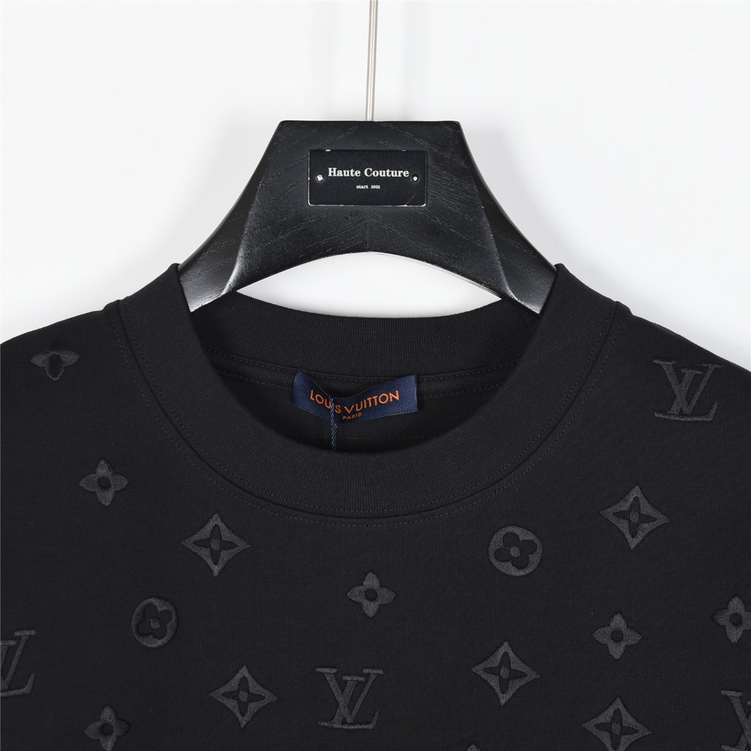 Louis Vuitton/路易威登 25ss 暗纹老花logo拼接刺绣短袖T恤