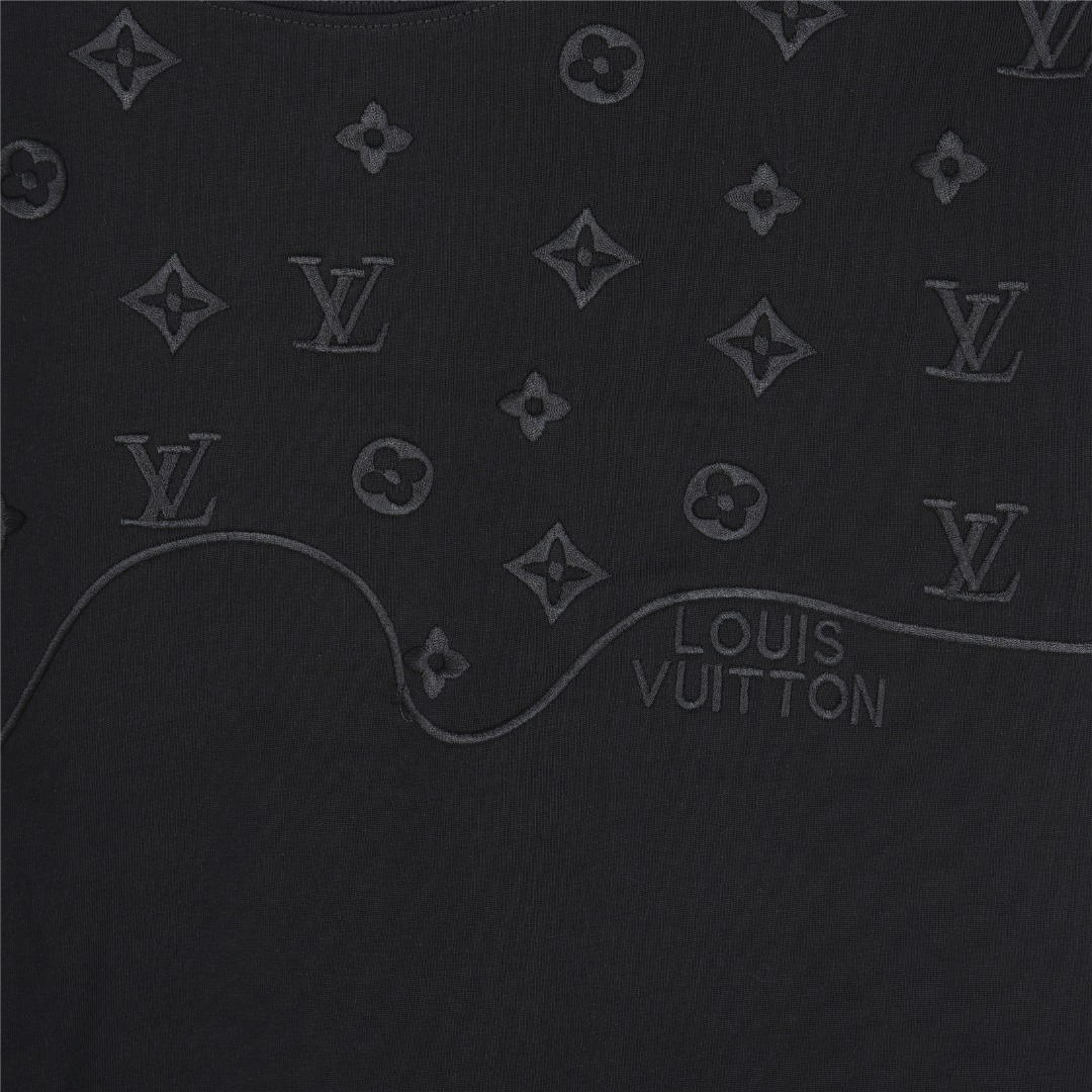 Louis Vuitton/路易威登 25ss 暗纹老花logo拼接刺绣短袖T恤