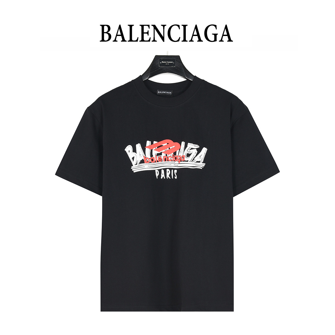 Balenciaga/巴黎世家 25ss 涂鸦多logo字母发泡印花短袖T恤