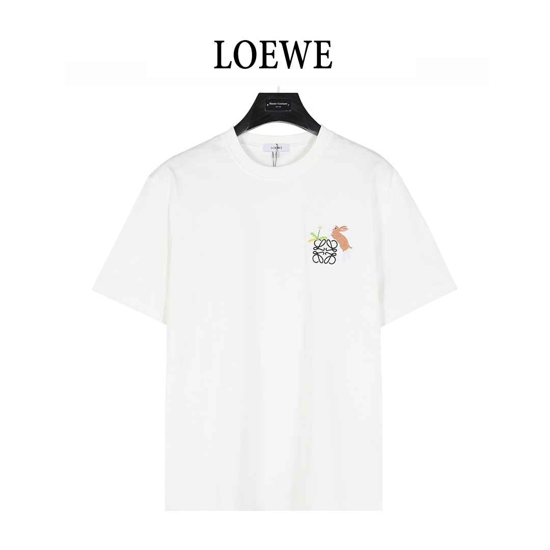 Loewe/罗意威 25ss 联名Suna Fujita 兔子徽标刺绣短袖T恤