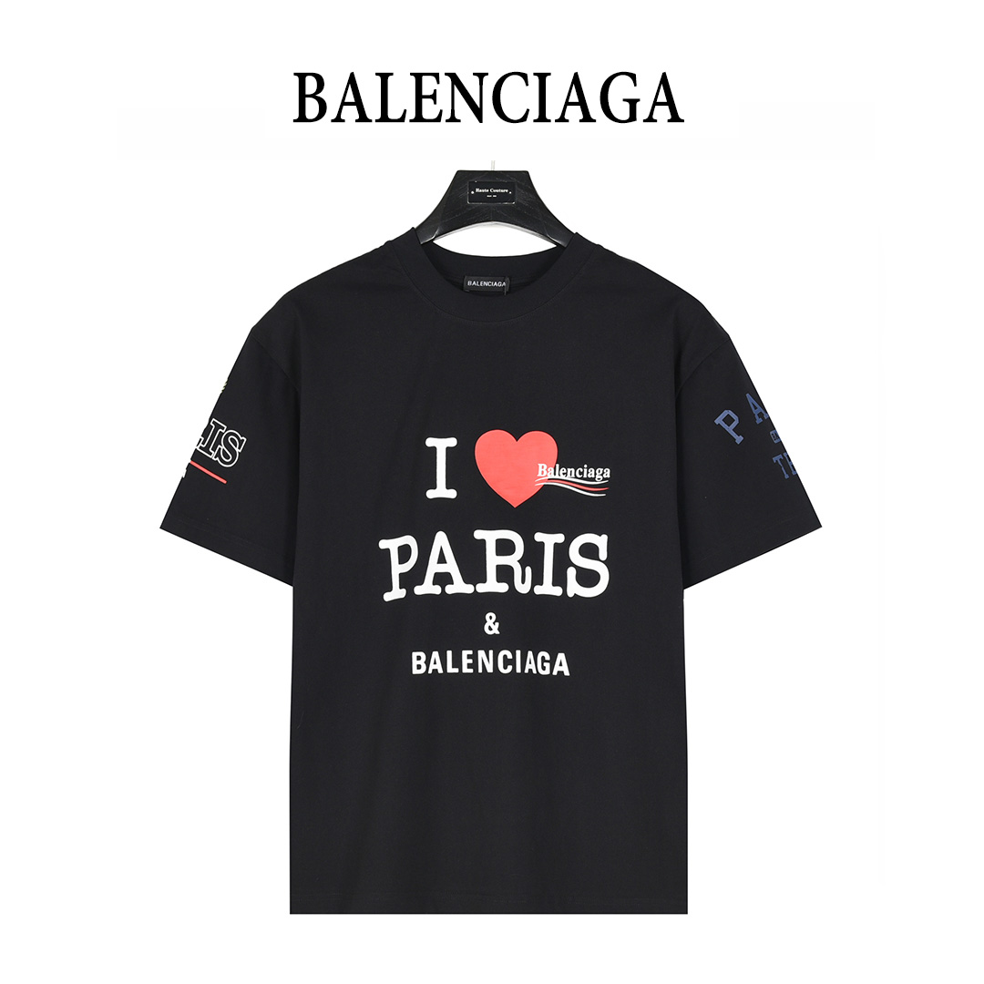 balenciaga & paris 25ss 联名多元素标识印花短袖T恤