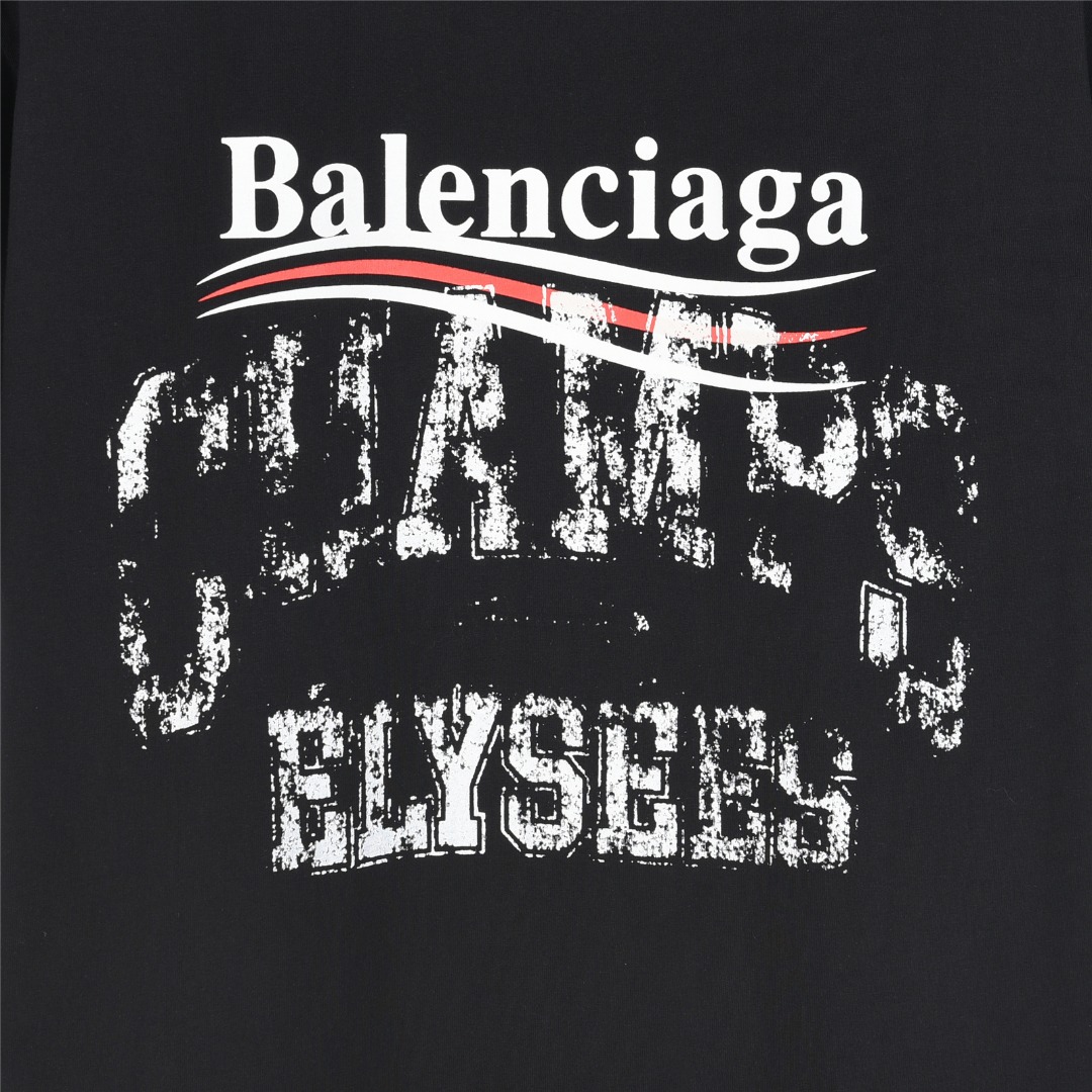balenciaga & paris 25ss 联名多元素标识印花短袖T恤