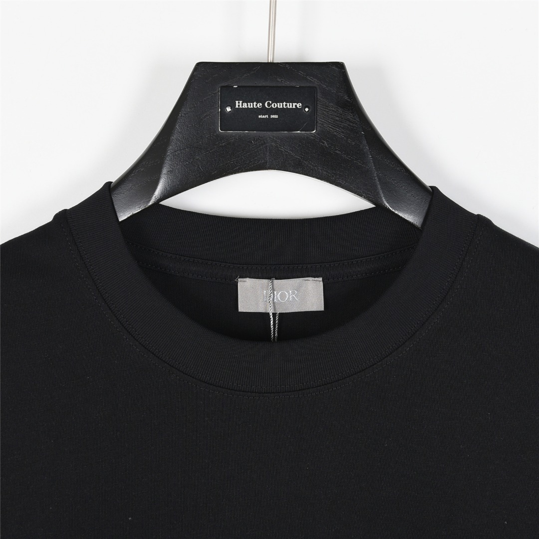 Dior/迪奥 25ss 蓝色植绒字母刺绣短袖T恤