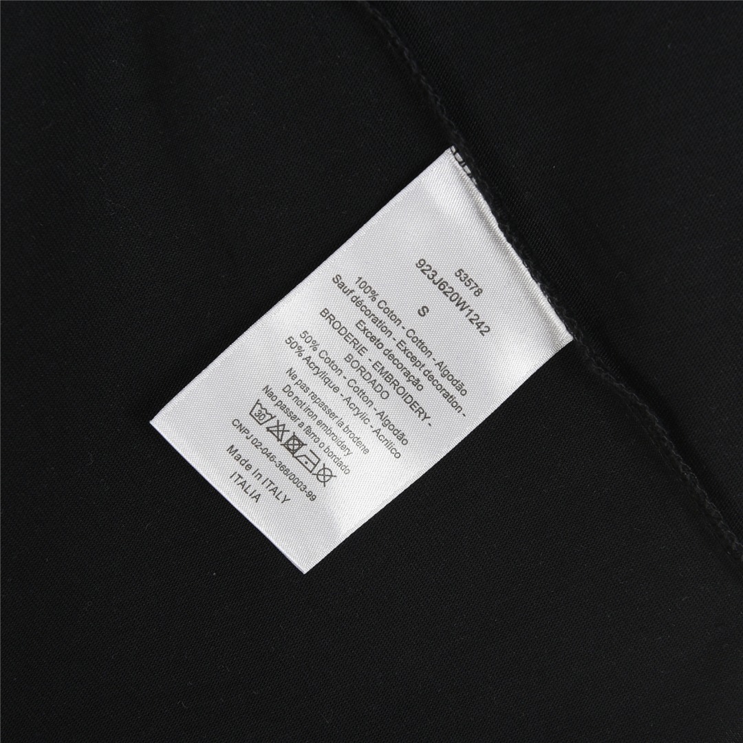 Dior/迪奥 25ss 蓝色植绒字母刺绣短袖T恤