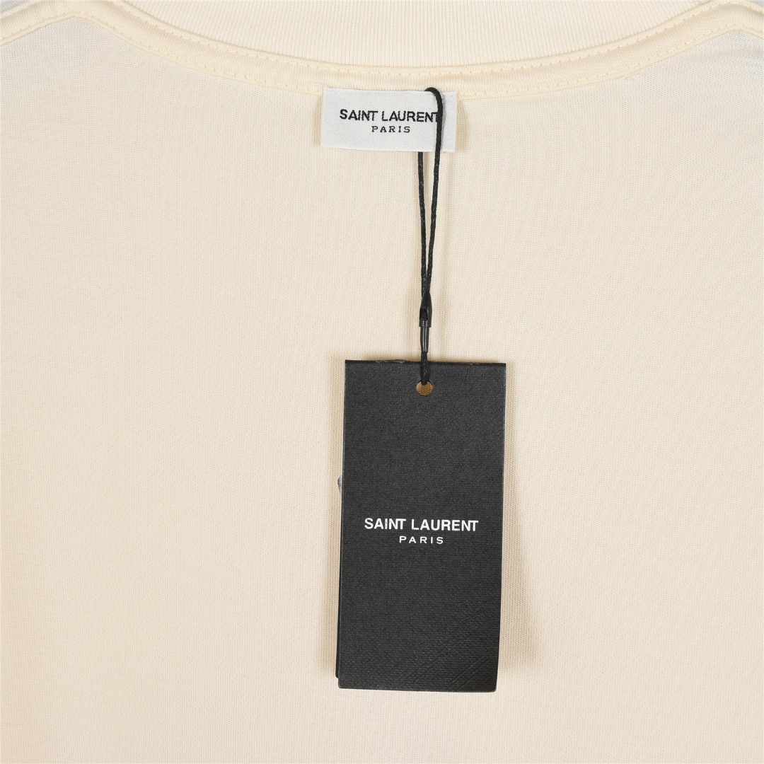 SAINT LAURENT/圣罗兰 25ss 经典字母logo撞色刺绣短袖T恤 杏色 黑色-Chinese UA Cheap High Quatity Brand Clothes Bags handbags Sneakers wholesale wholesaler seller from China Factory suppliers Fashion Clothing Shoes best Quality Beautiful Price SAINT LAURENT/圣罗兰 25ss 经典字母logo撞色刺绣短袖T恤 杏色 黑色