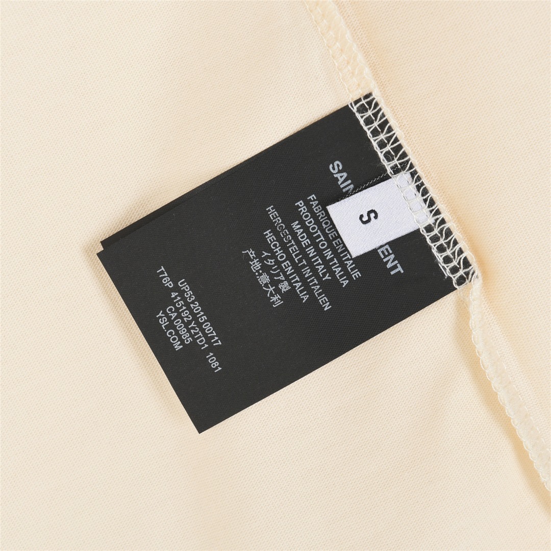 SAINT LAURENT/圣罗兰 25ss 经典字母logo撞色刺绣短袖T恤 杏色 黑色-Chinese UA Cheap High Quatity Brand Clothes Bags handbags Sneakers wholesale wholesaler seller from China Factory suppliers Fashion Clothing Shoes best Quality Beautiful Price SAINT LAURENT/圣罗兰 25ss 经典字母logo撞色刺绣短袖T恤 杏色 黑色