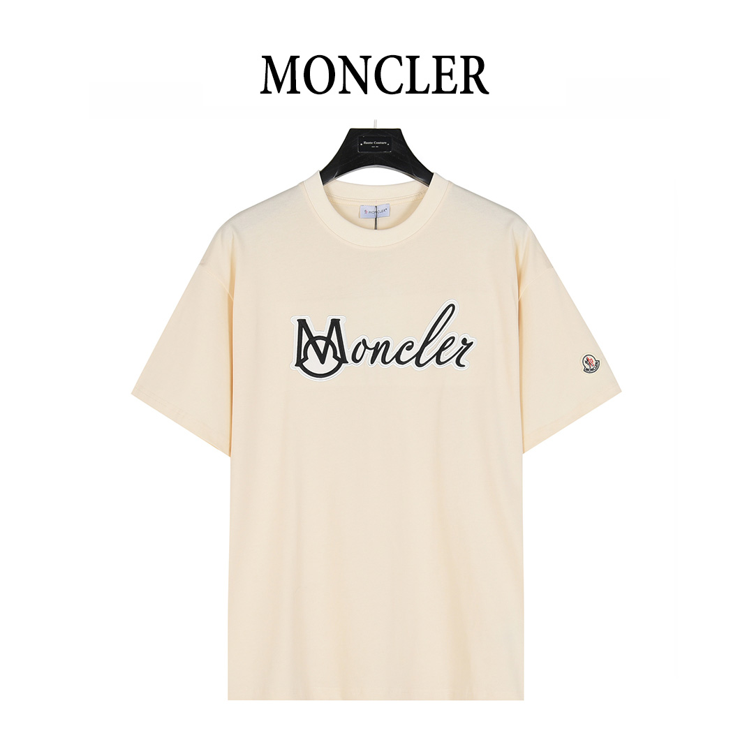 Moncler/蒙口 25ss 字母logo徽标刺绣短袖T恤 杏色 黑色 Moncler/蒙口 25ss 字母logo徽标刺绣短袖T恤 杏色 黑色