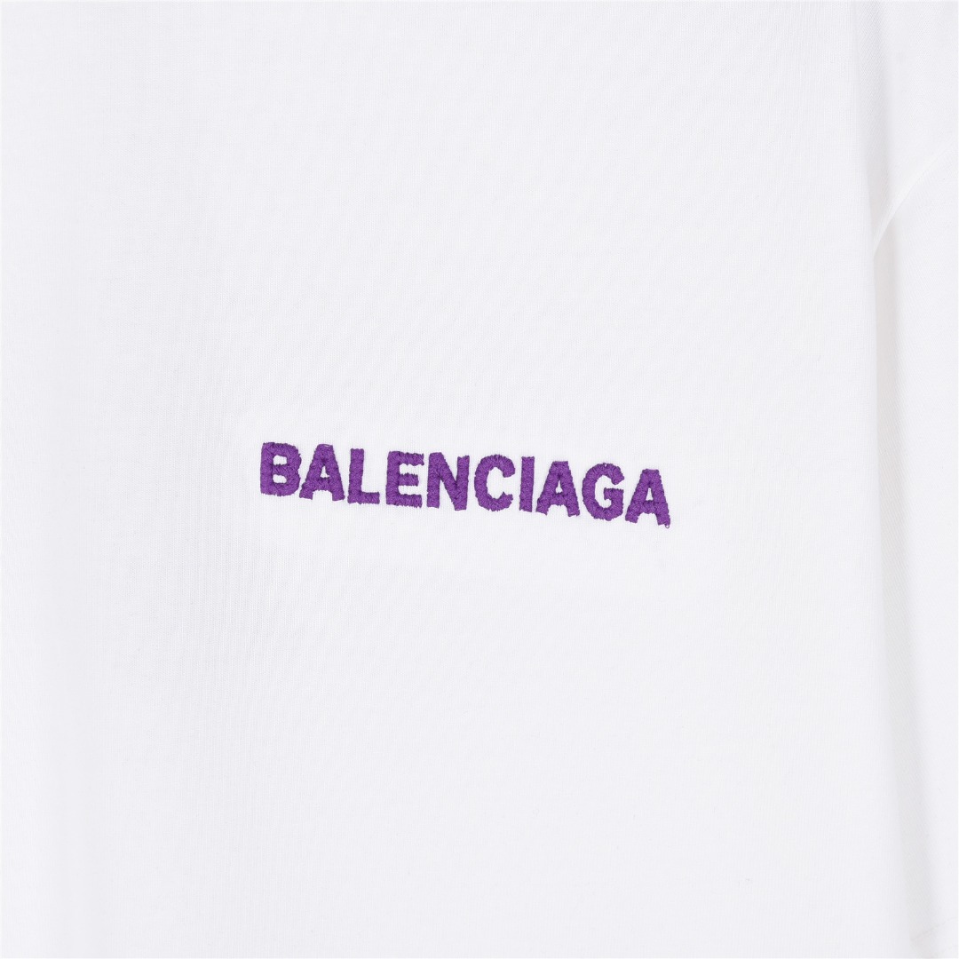 Balenciaga /巴黎世家 25ss 前后立体刺绣logo短袖T恤黑色 白色