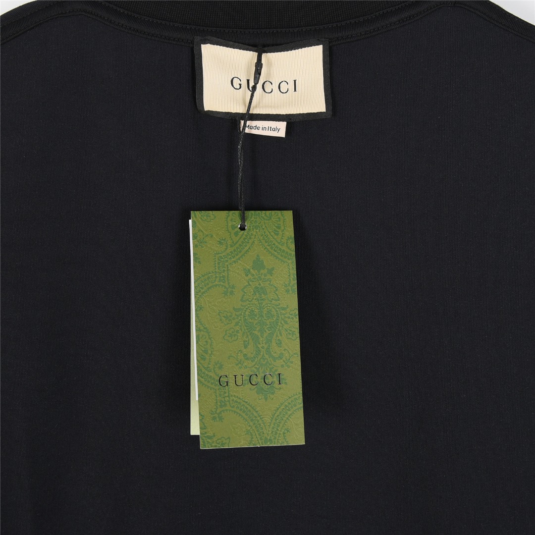 Gucci/古驰 25ss 肩膀红绿logo撞色流苏刺绣短袖T恤