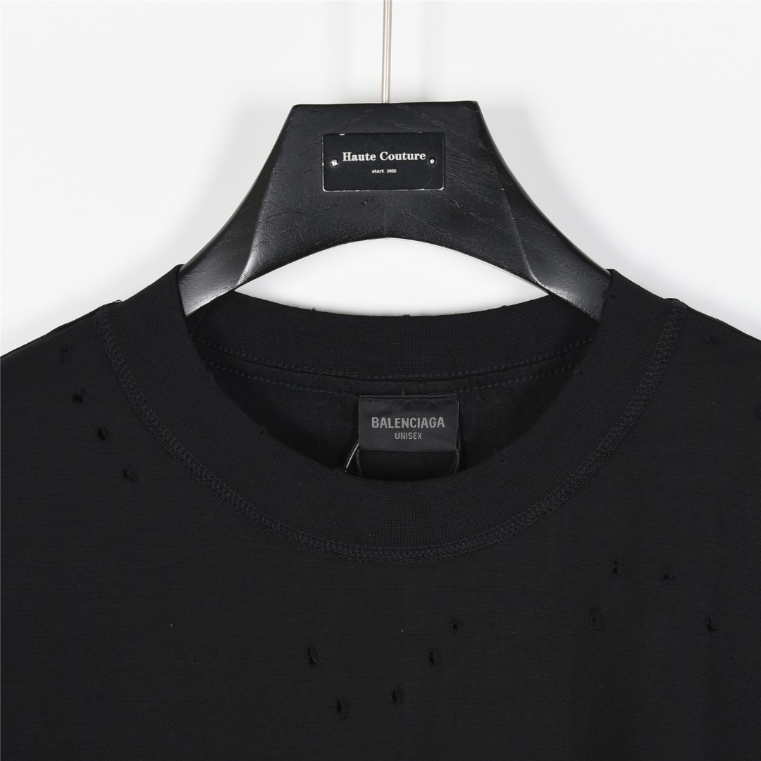 Balenciga/巴黎世家 反面穿城堡印花破洞短袖T恤