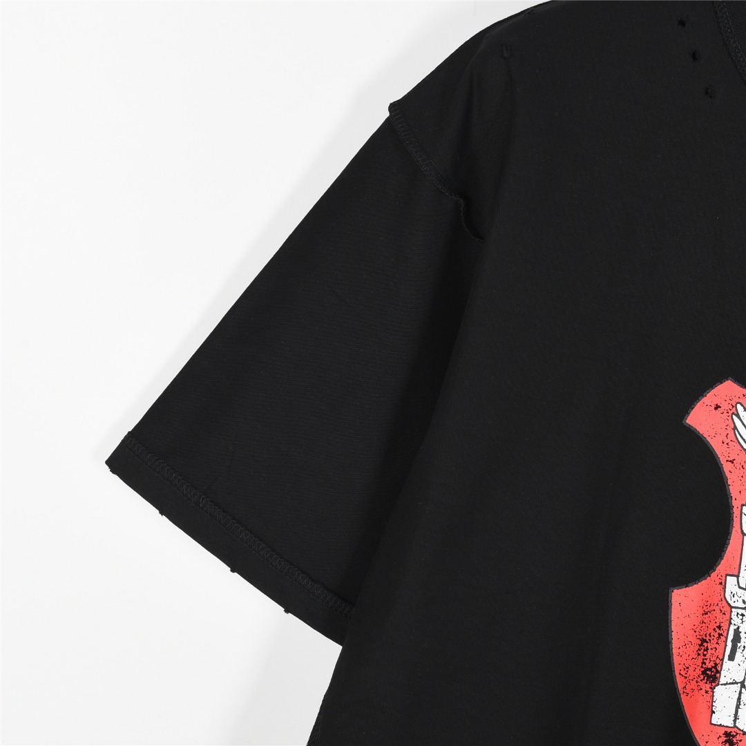 Balenciga/巴黎世家 反面穿城堡印花破洞短袖T恤
