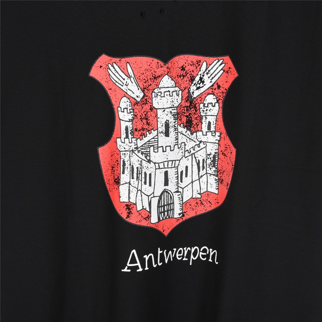 Balenciga/巴黎世家 反面穿城堡印花破洞短袖T恤