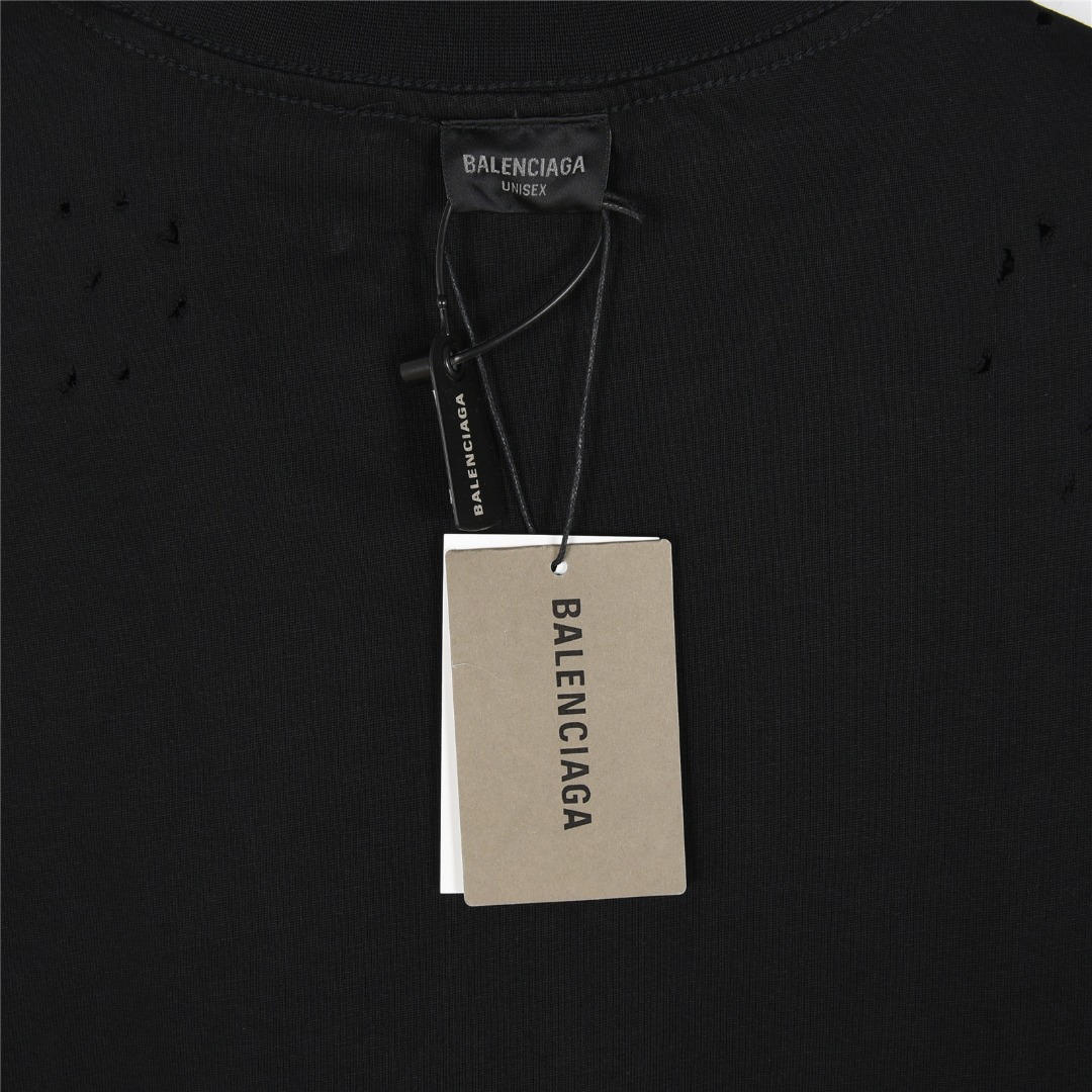 Balenciga/巴黎世家 反面穿城堡印花破洞短袖T恤