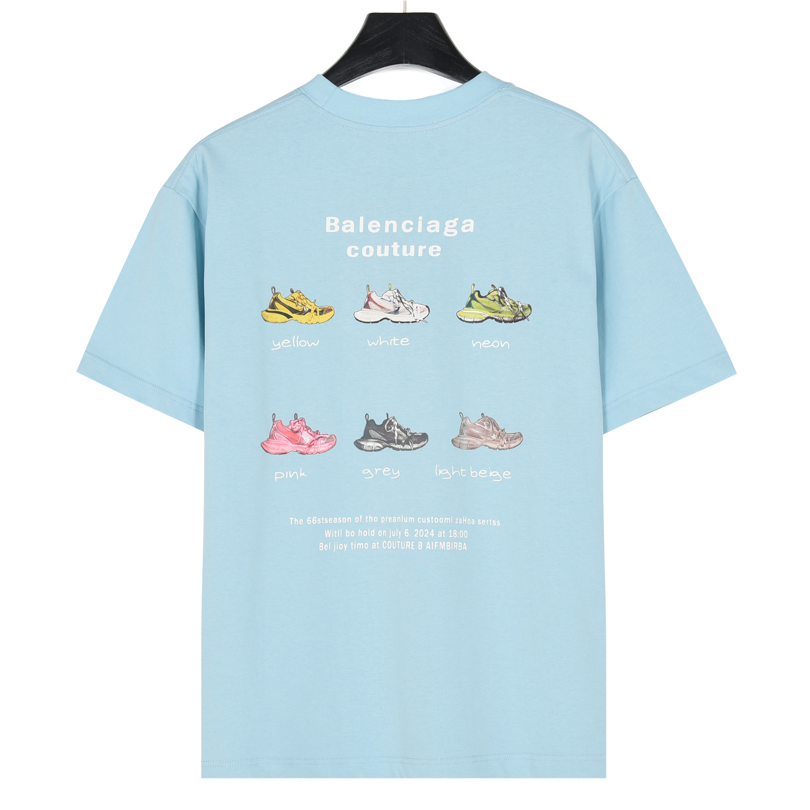 Balenciaga/巴黎世家 25ss 老爹鞋图案字母印花短袖T恤 黑色 白色 天蓝色 粉色-Chinese UA Cheap High Quatity Brand Clothes Bags handbags Sneakers wholesale wholesaler seller from China Factory suppliers Fashion Clothing Shoes best Quality Beautiful Price Balenciaga/巴黎世家 25ss 老爹鞋图案字母印花短袖T恤 黑色 白色 天蓝色 粉色