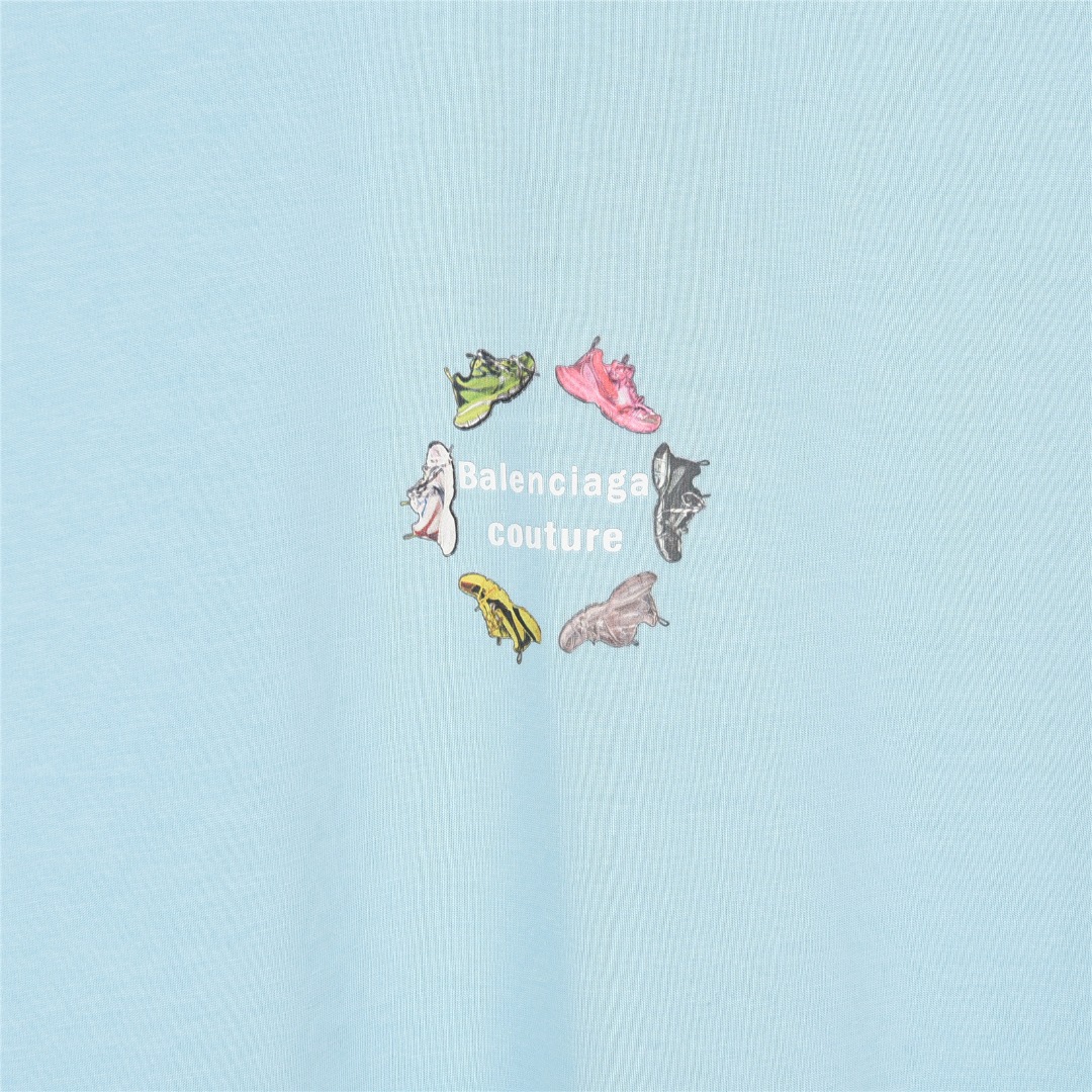 Balenciaga/巴黎世家 25ss 老爹鞋图案字母印花短袖T恤 黑色 白色 天蓝色 粉色-Chinese UA Cheap High Quatity Brand Clothes Bags handbags Sneakers wholesale wholesaler seller from China Factory suppliers Fashion Clothing Shoes best Quality Beautiful Price Balenciaga/巴黎世家 25ss 老爹鞋图案字母印花短袖T恤 黑色 白色 天蓝色 粉色