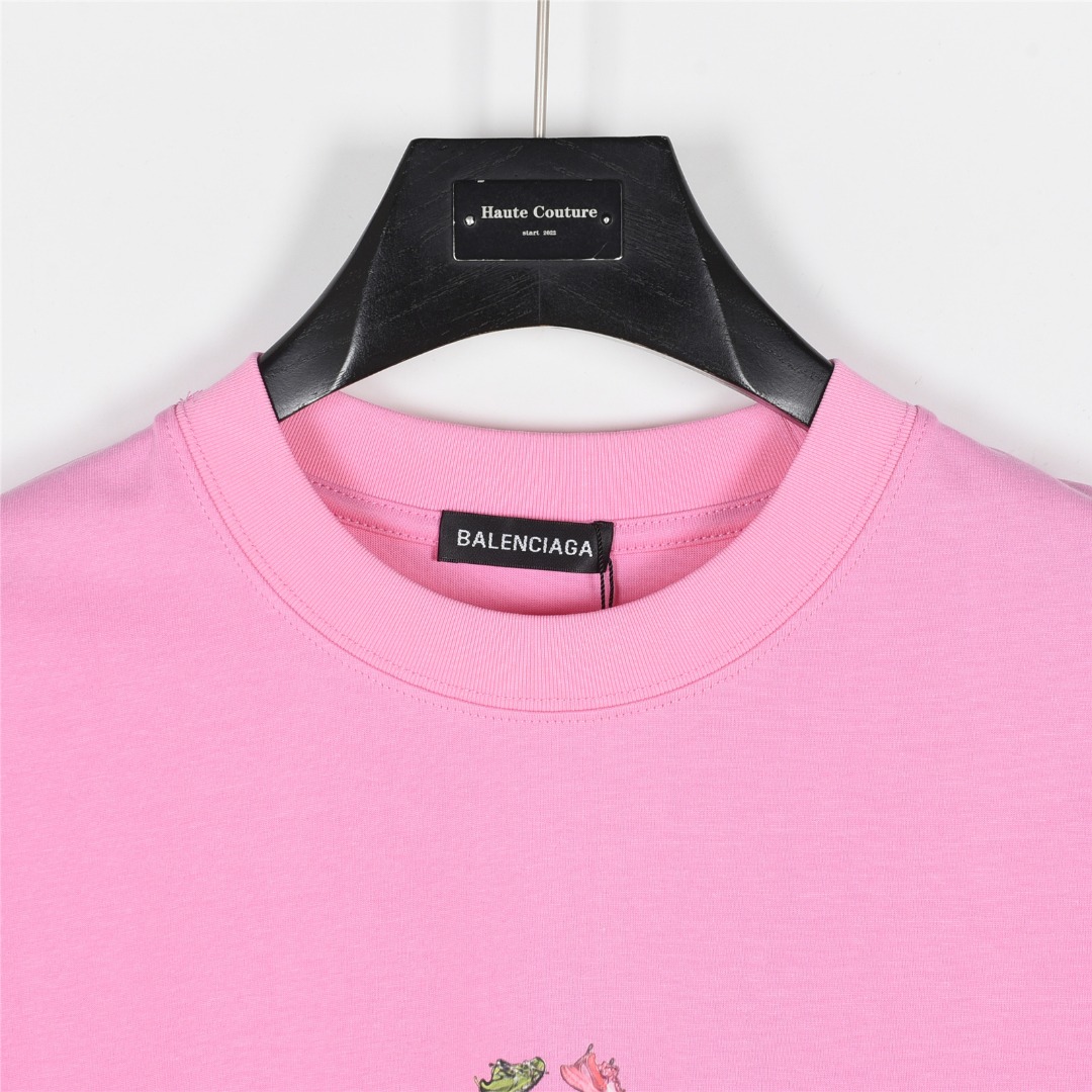 Balenciaga/巴黎世家 25ss 老爹鞋图案字母印花短袖T恤
