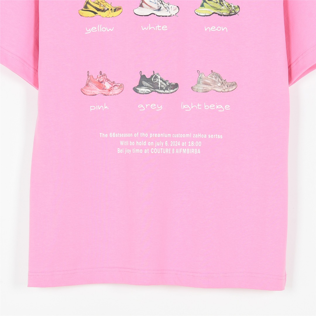 Balenciaga/巴黎世家 25ss 老爹鞋图案字母印花短袖T恤