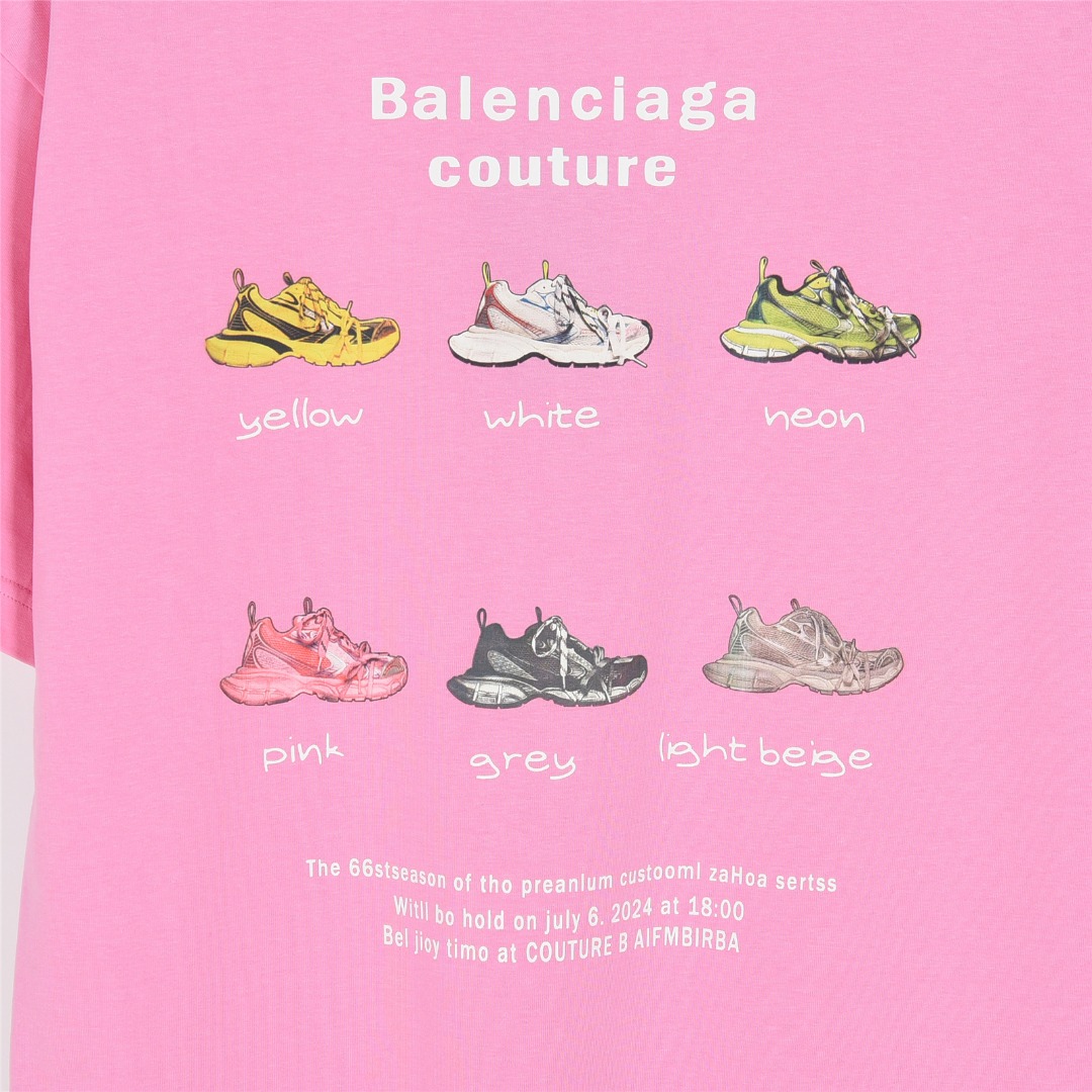 Balenciaga/巴黎世家 25ss 老爹鞋图案字母印花短袖T恤