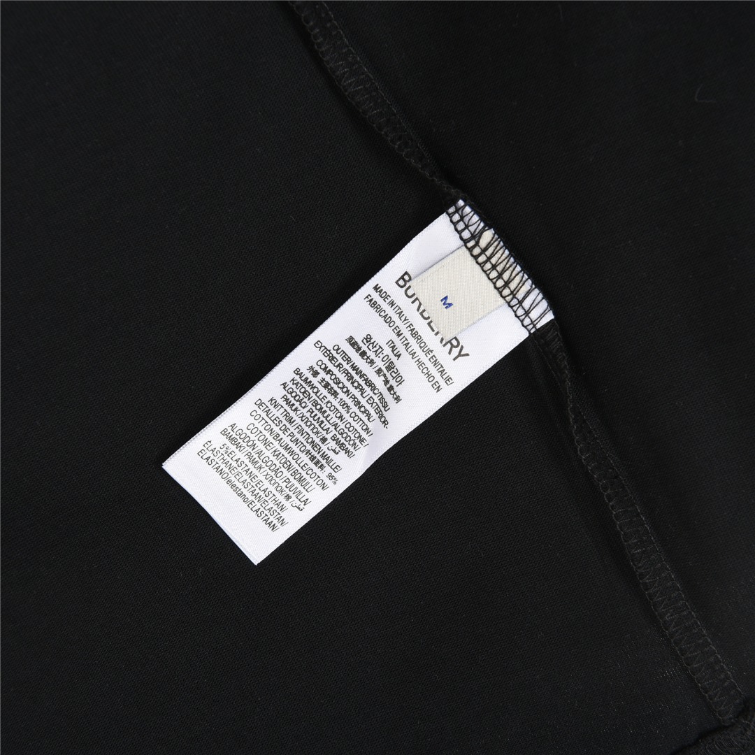 Burberry/巴宝莉 25ss 草写字母植绒Logo短袖T恤 黑色 白色