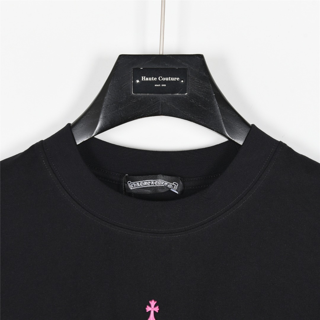 Chrome Hearts/克罗心 25ss 彩色铆钉十字架镶嵌短袖T恤白色 黑色