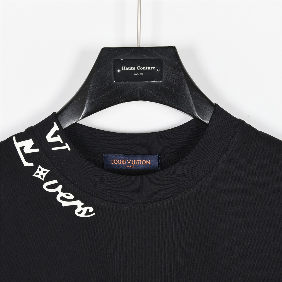 Louis Vuitton/路易威登 25ss 领口拼接logo压胶短袖T恤
