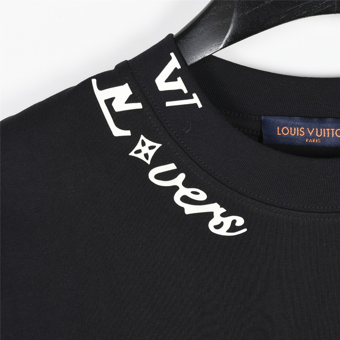 Louis Vuitton/路易威登 25ss 领口拼接logo压胶短袖T恤