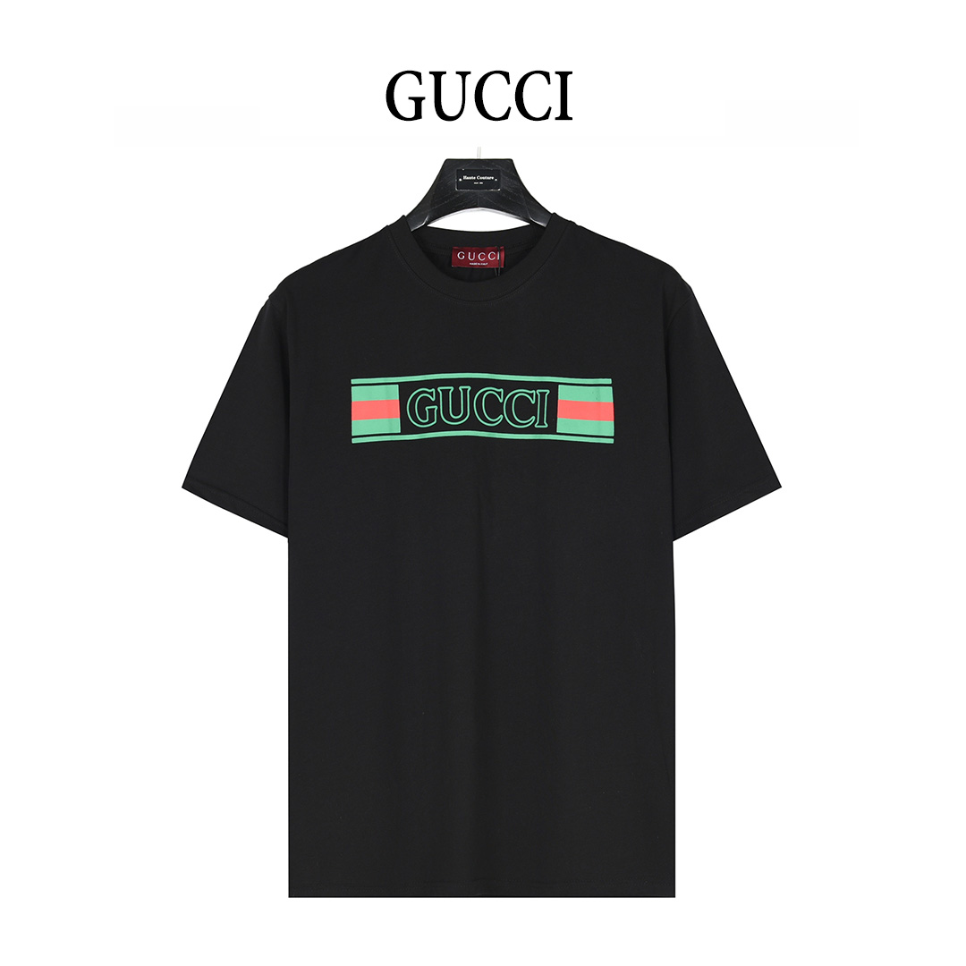 Gucci/古驰 25ss 旗帜带logo撞色字母短袖T恤