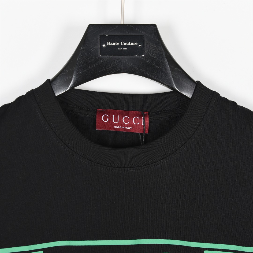Gucci/古驰 25ss 旗帜带logo撞色字母短袖T恤