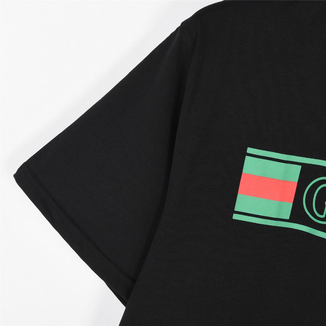Gucci/古驰 25ss 旗帜带logo撞色字母短袖T恤