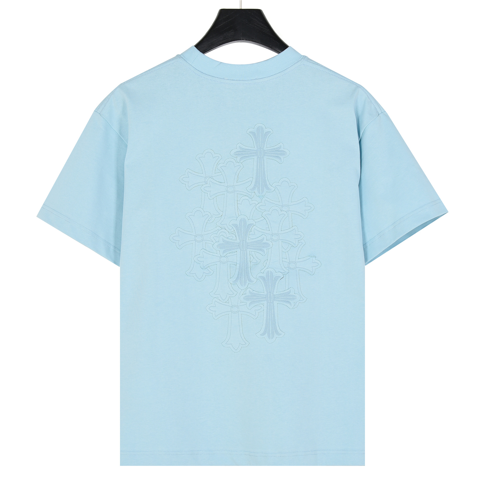 Chrome Hearts/克罗心 25ss 重工后背重叠十字架贴布刺绣短袖T恤 黑色 天蓝 红色