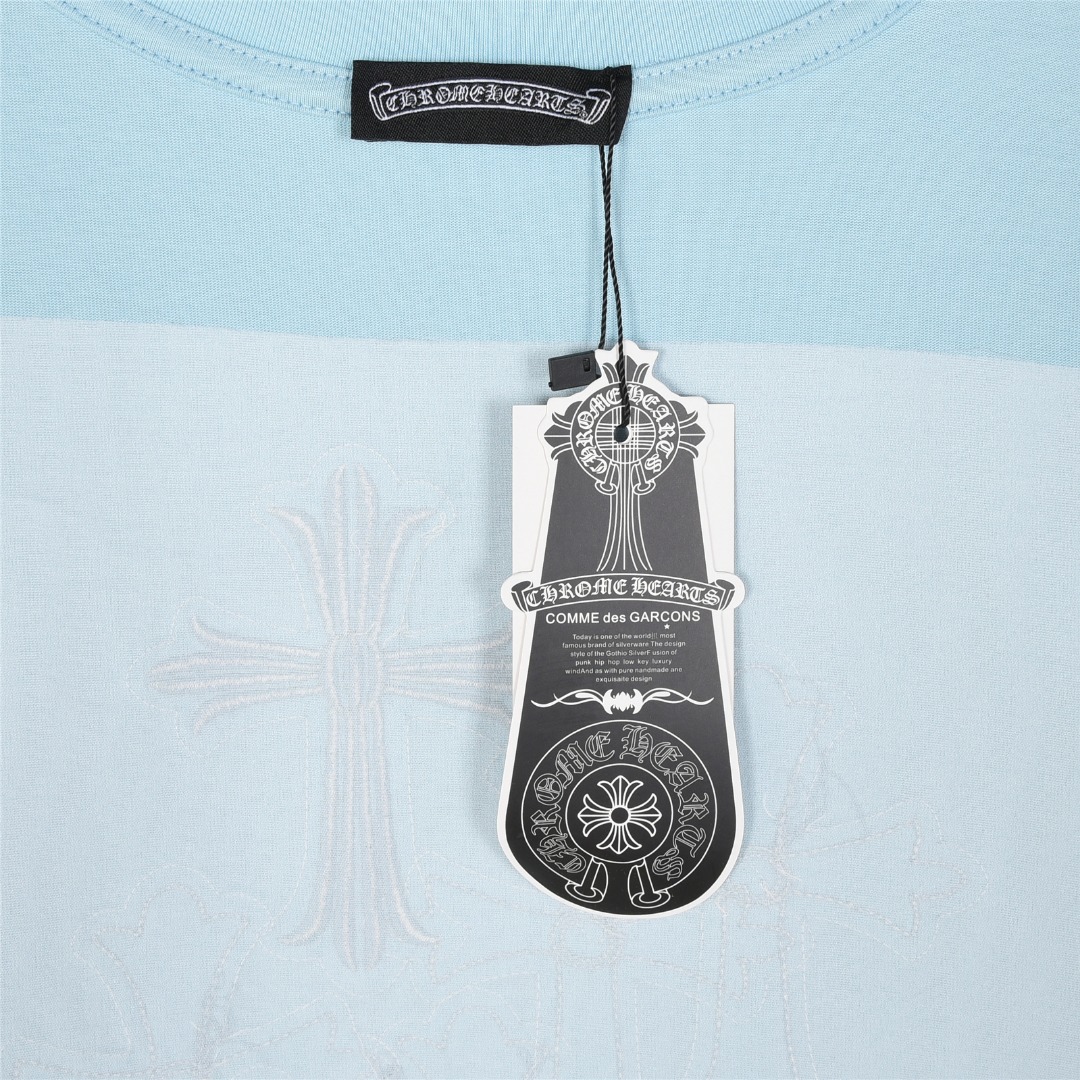 Chrome Hearts/克罗心 25ss 重工后背重叠十字架贴布刺绣短袖T恤 黑色 天蓝 红色