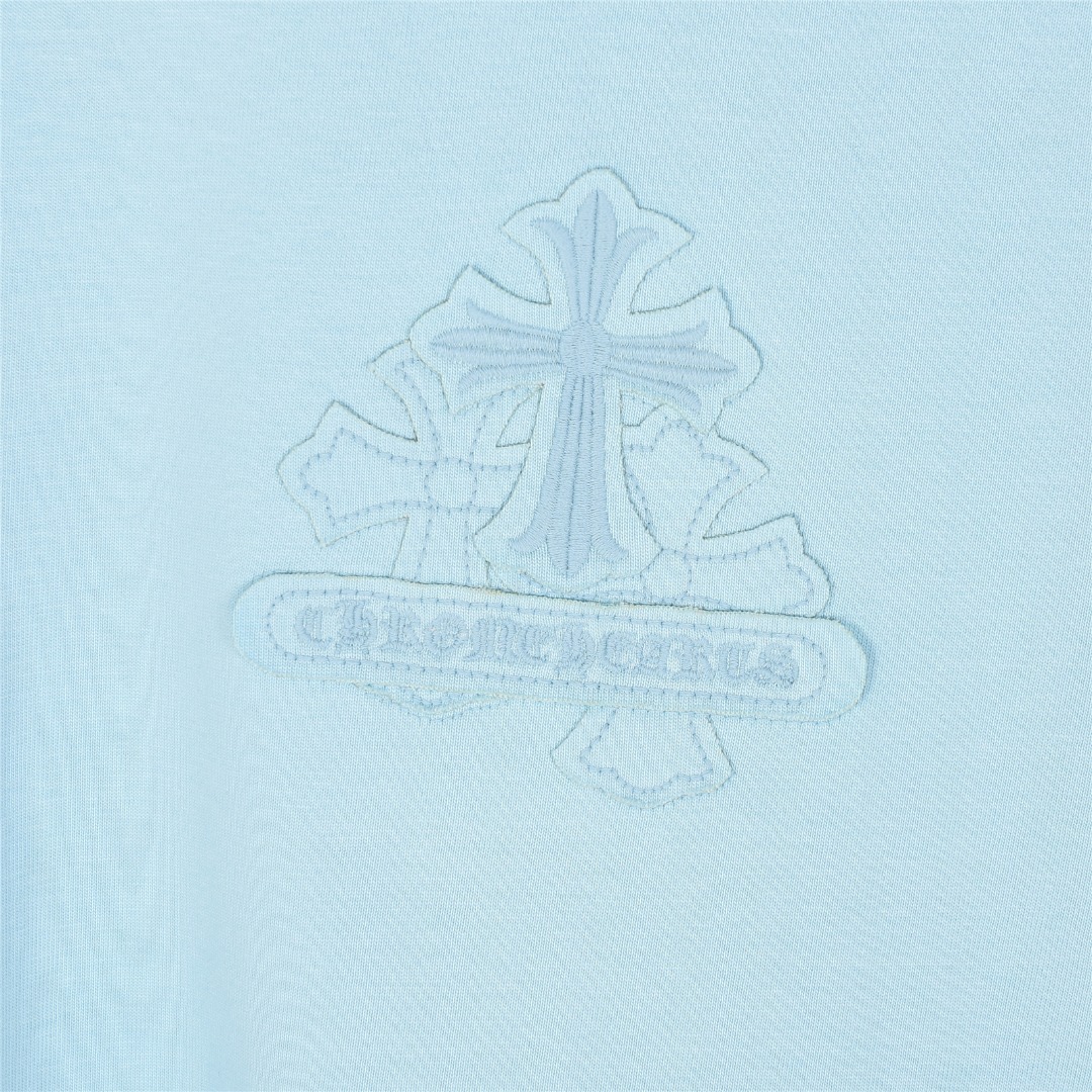 Chrome Hearts/克罗心 25ss 重工后背重叠十字架贴布刺绣短袖T恤 黑色 天蓝 红色