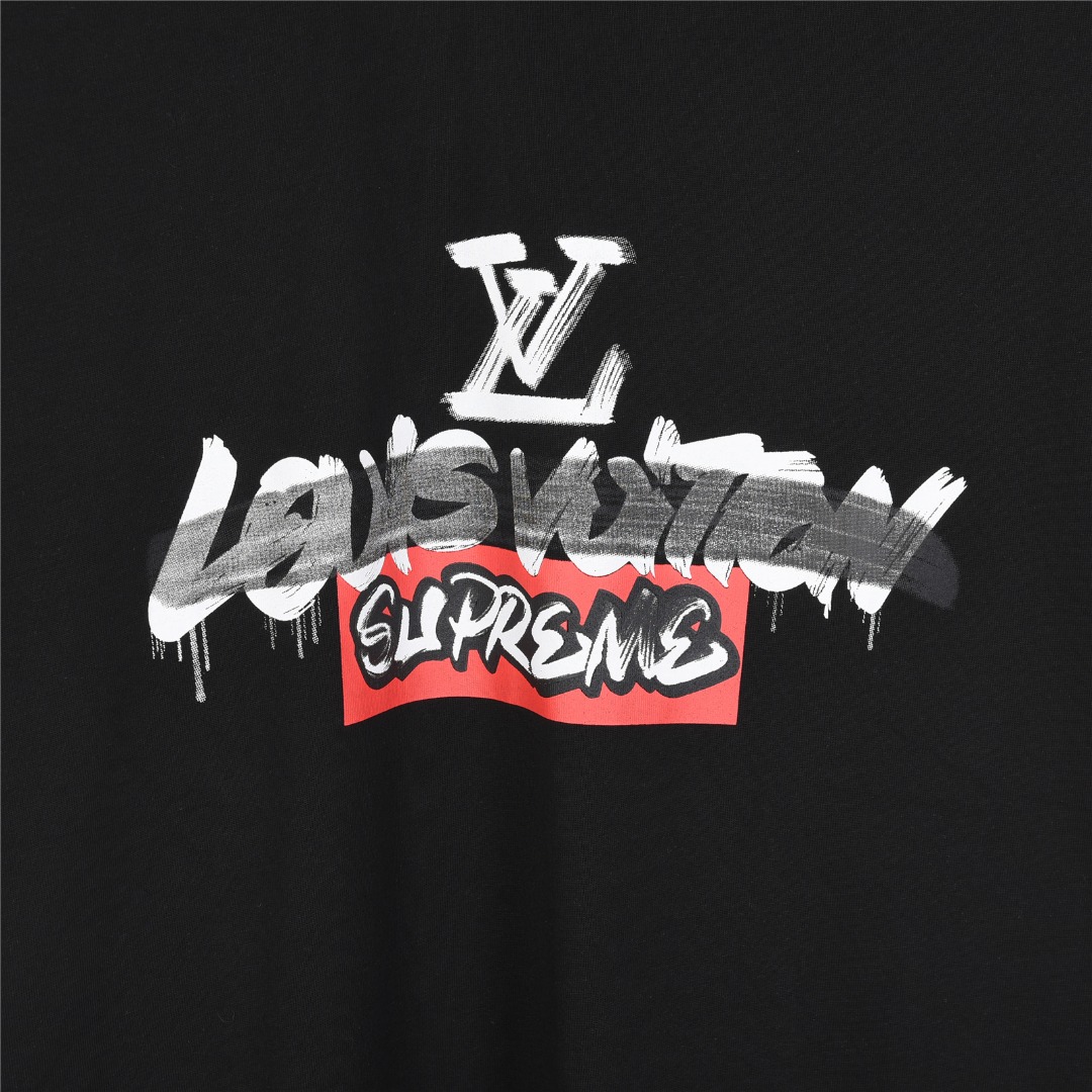 LouisVuitton X Supreme联名 联名logo涂鸦印花短袖T恤