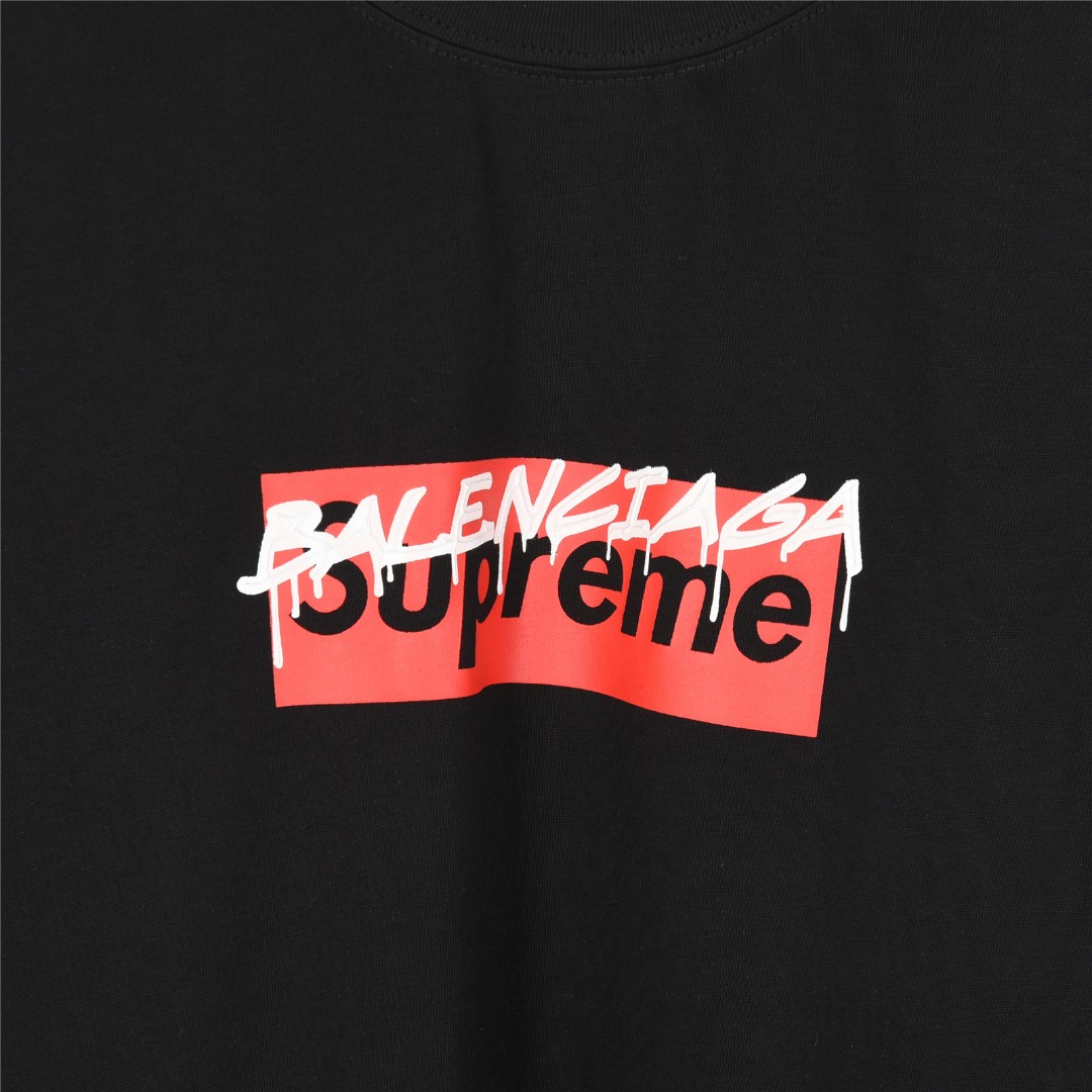 Balenciaga X Supreme 联名 联名logo字母印花短袖T恤