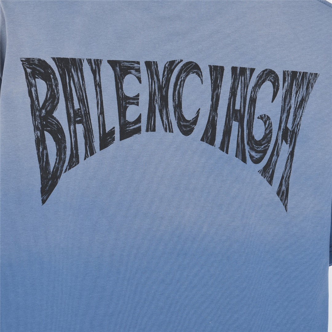 Balenciaga/巴黎世家 扎染炒雪花后背字母手绘短袖T恤