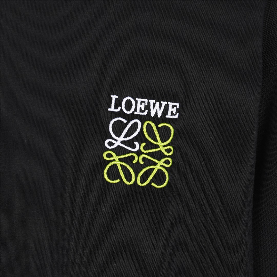 Loewe/罗意威 25ss 徽标撞色字母刺绣短袖T恤 黑色 白色